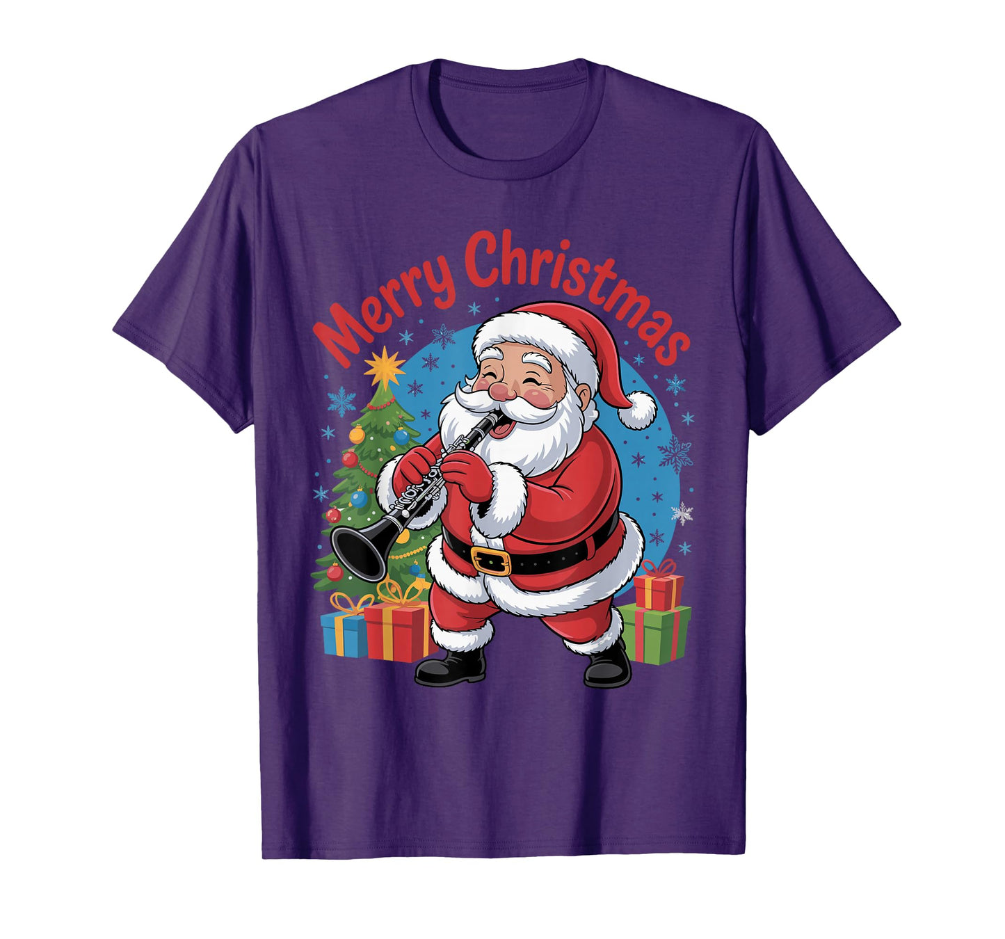 Funny Santa Christmas Design Clarinet Holiday Xmas Pajama T-Shirt