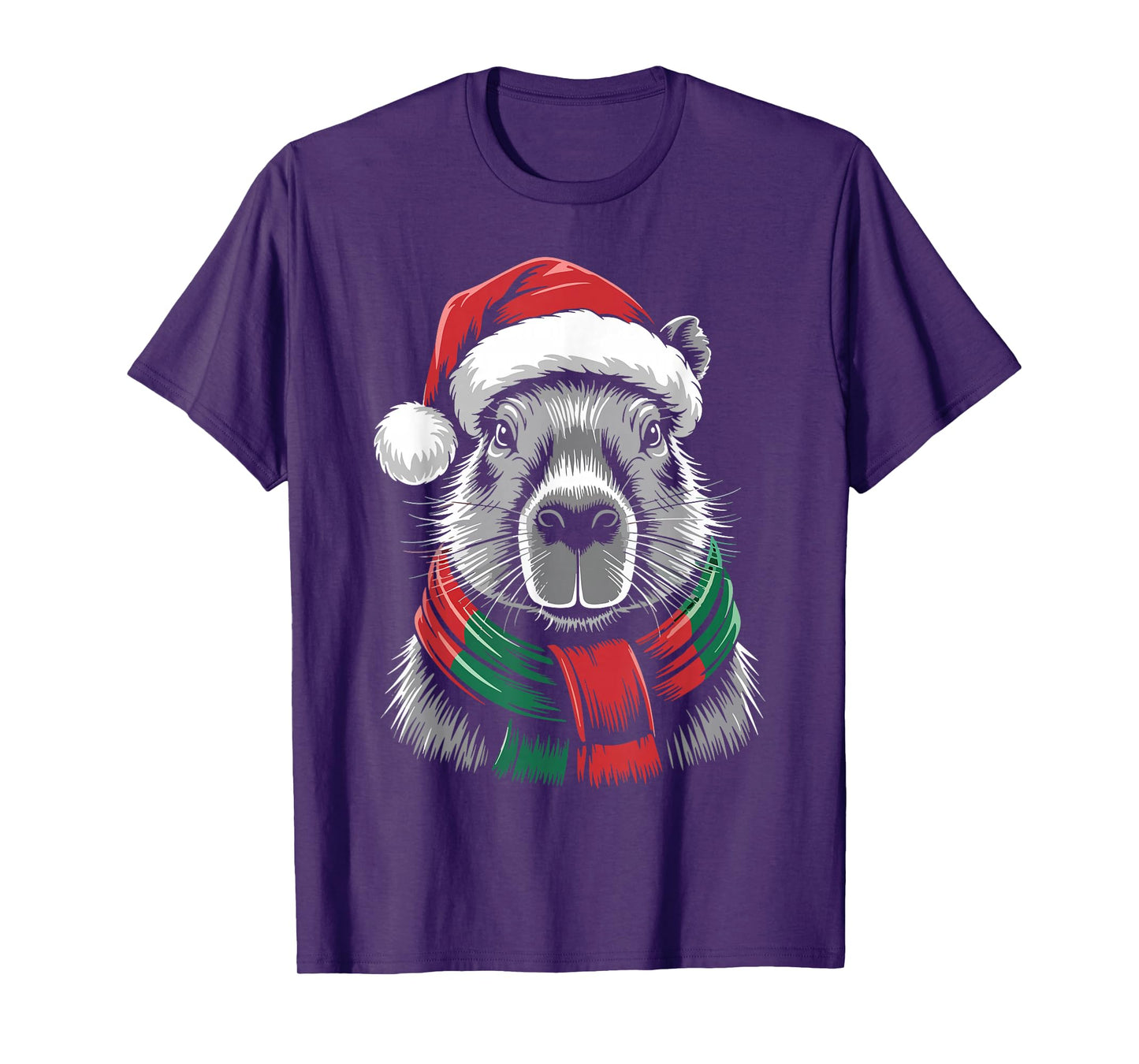 Capybara Xmas Santa Hat Scarf Christmas Costume T-Shirt