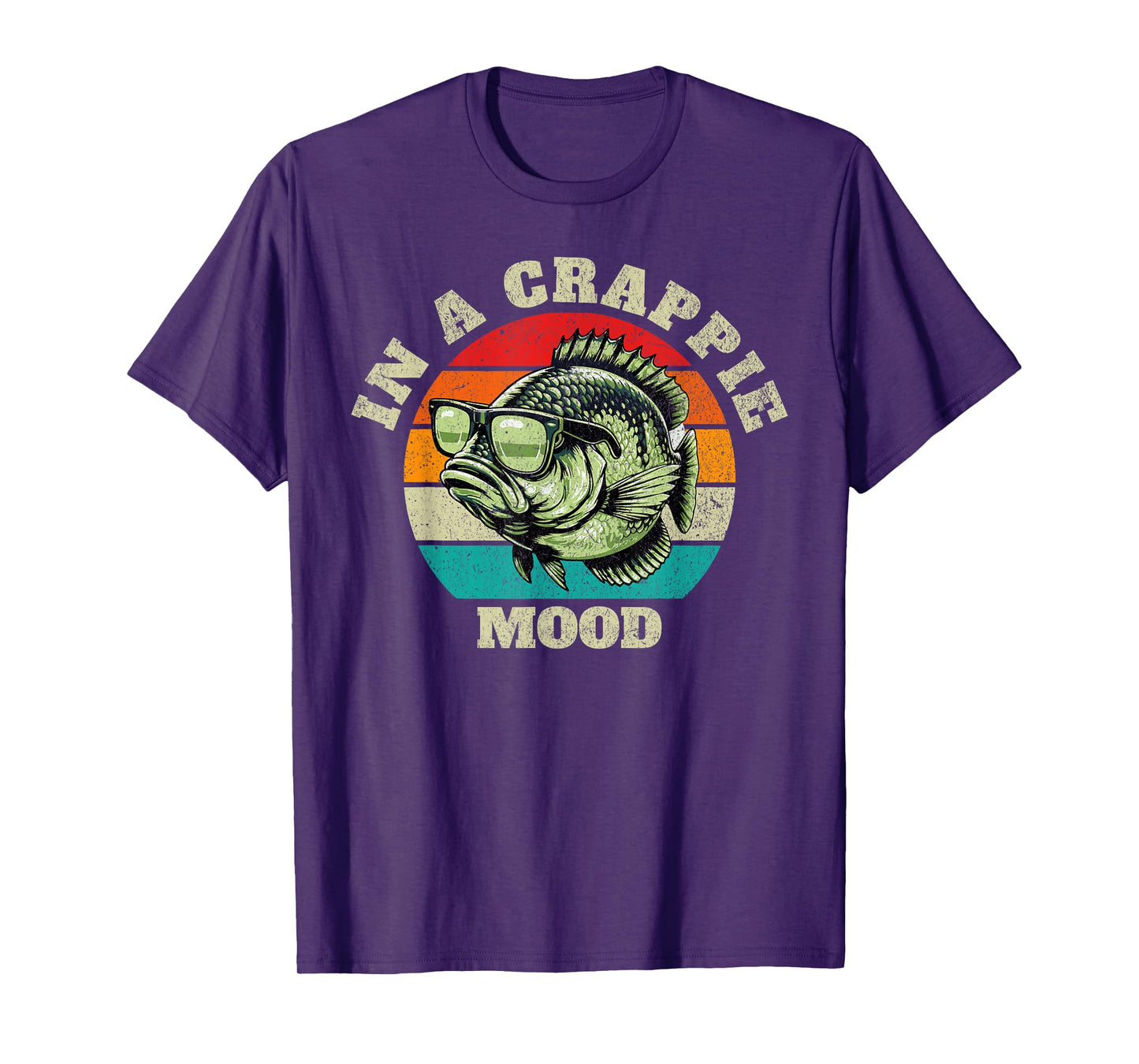 Funny In A Crappie Mood Retro Fishing Sarcastic Dad Mens T-Shirt
