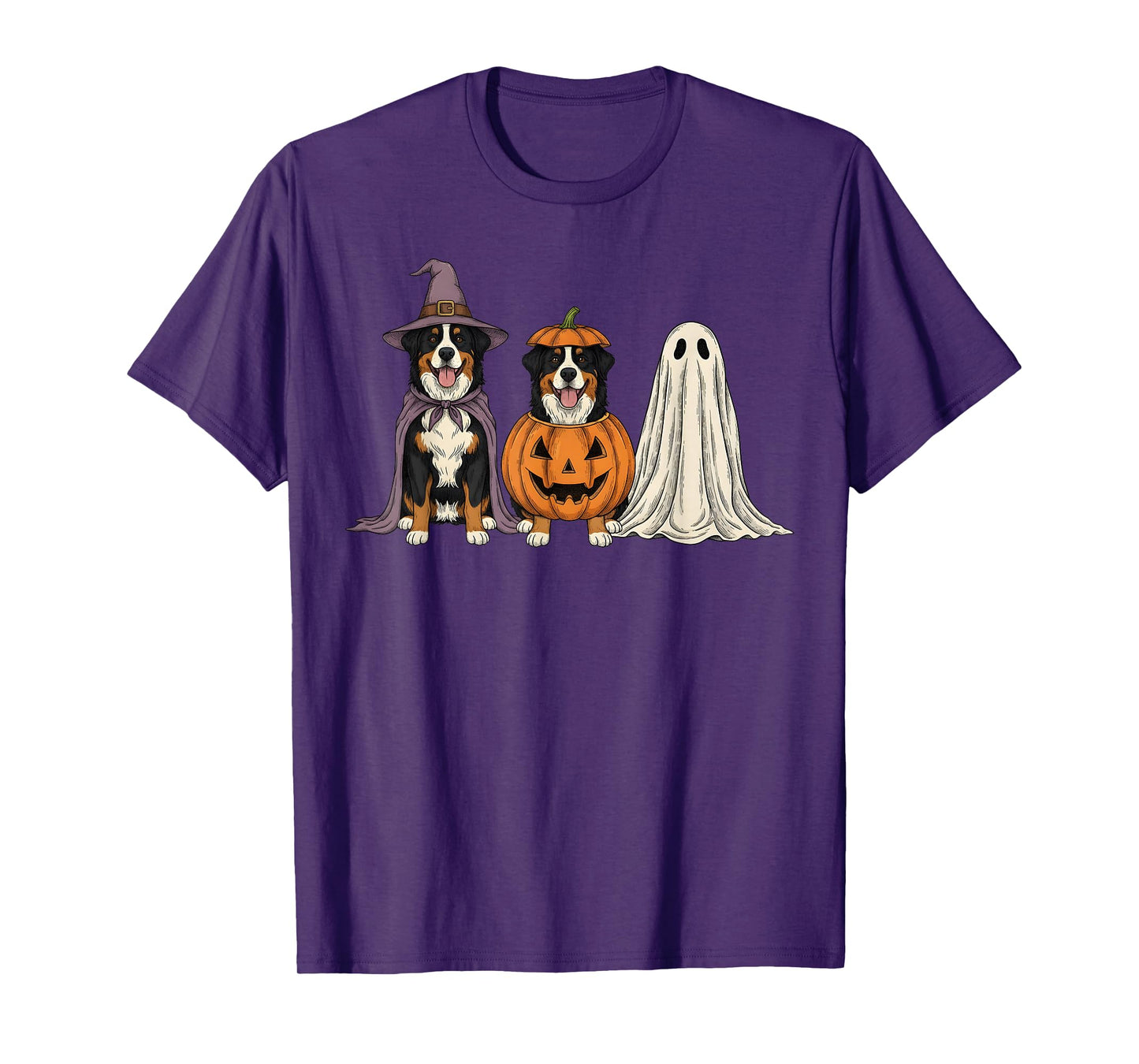 Spooky Ghost Bernese Mountain Dog Pumpkin Halloween T-Shirt