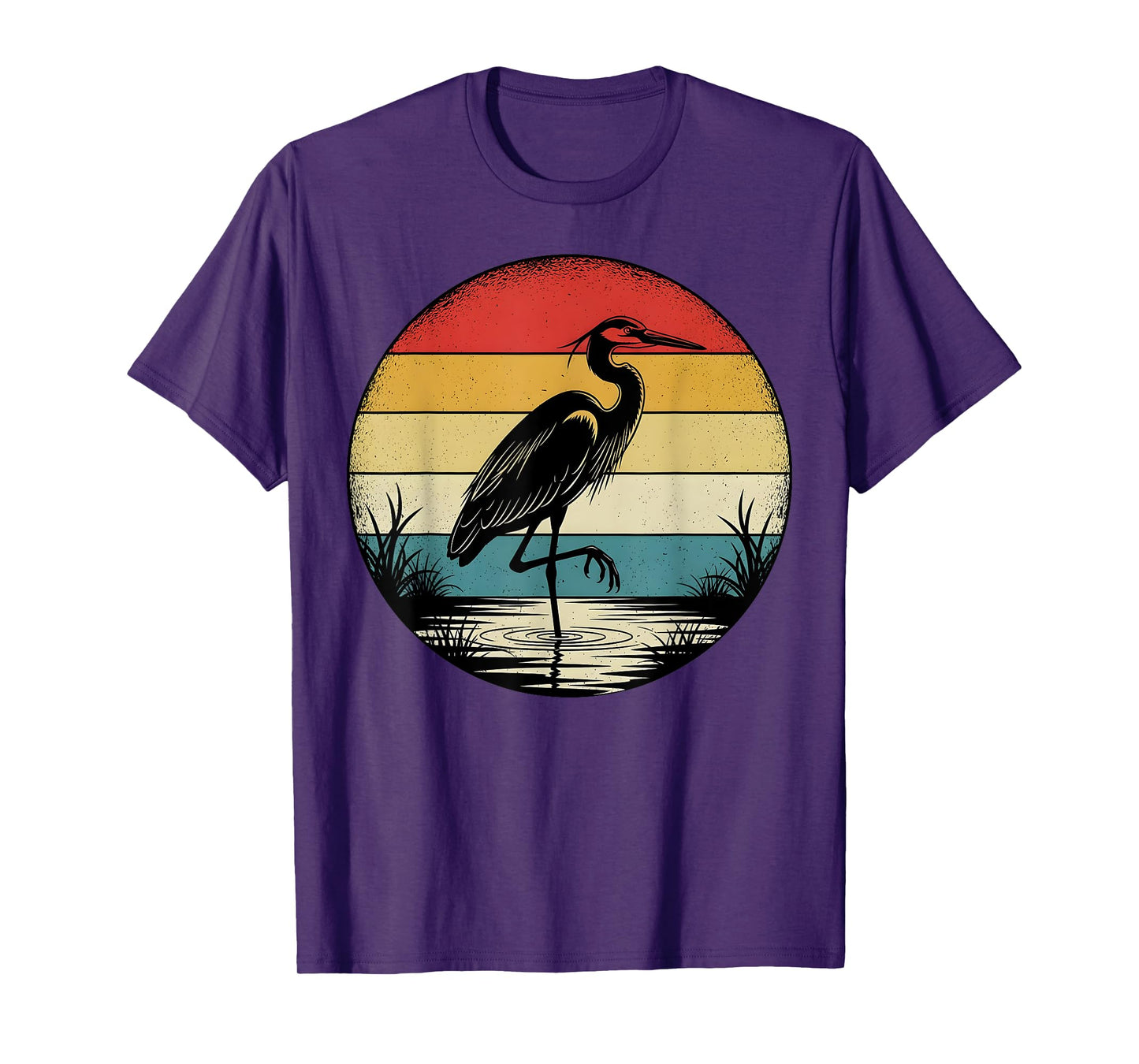 Retro Blue Heron Birdwatching T-Shirt