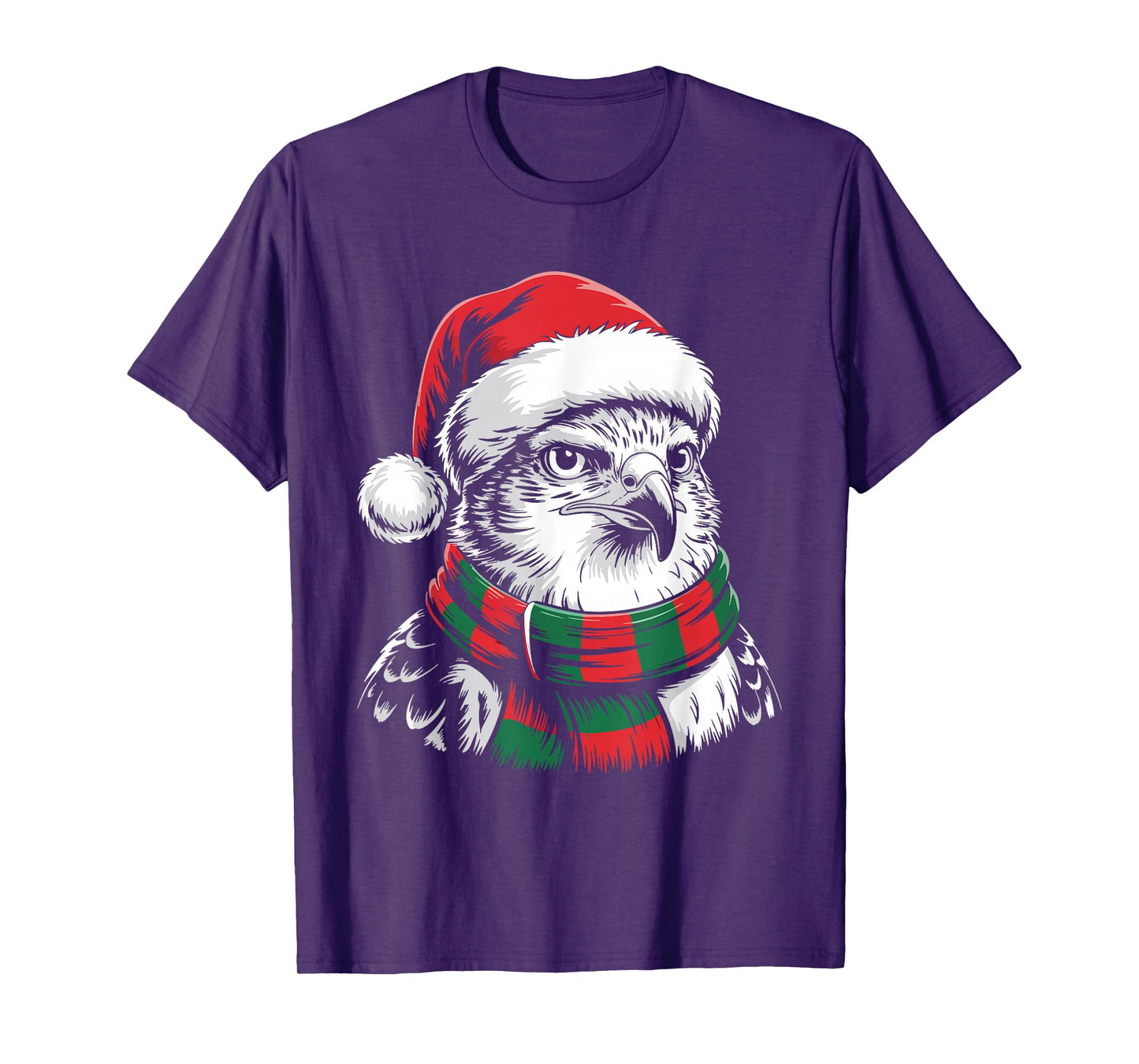 Hawk Xmas Santa Hat Scarf Christmas Costume T-Shirt