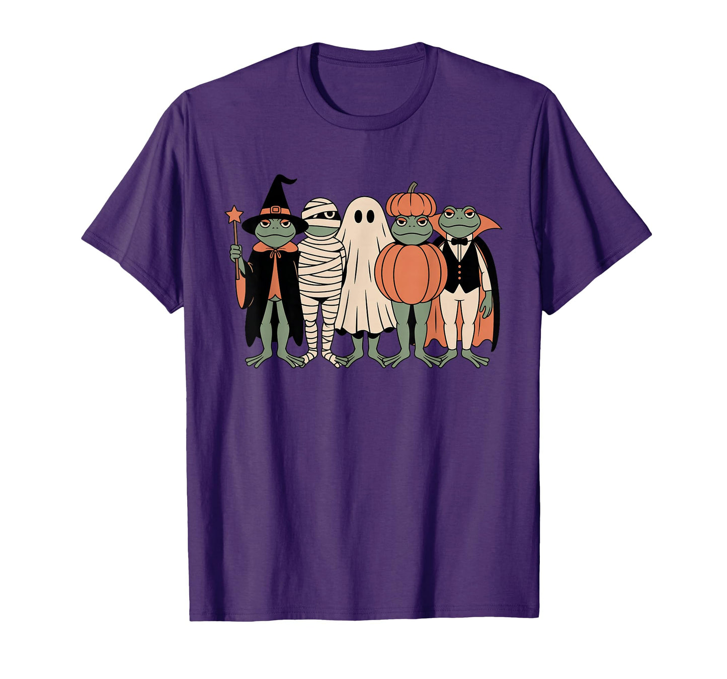 Spooky Frogs Halloween Costumes Ghost Witch Mummy Pumpkin T-Shirt