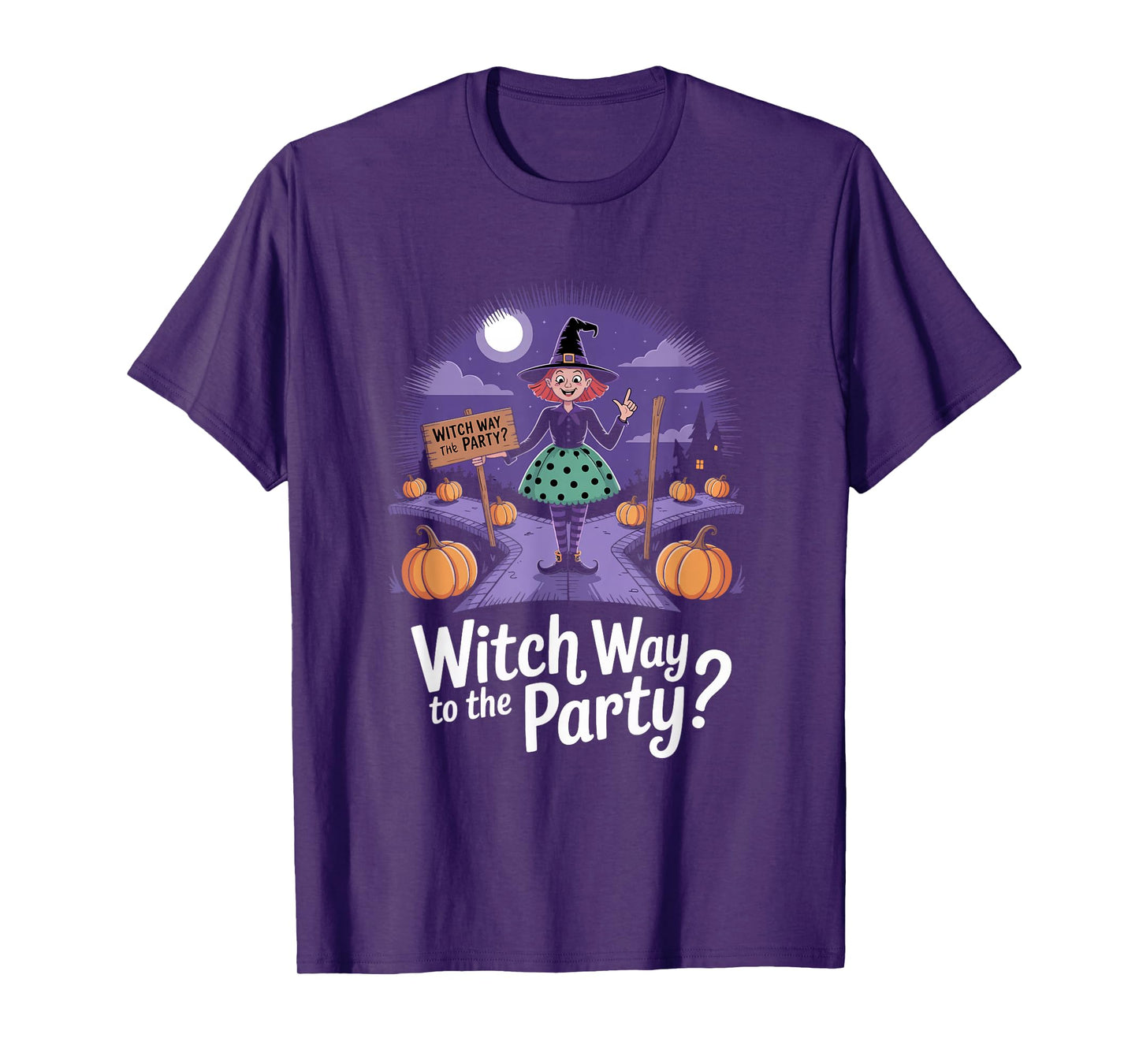 Witch Way to The Party Funny Halloween Pun T-Shirt