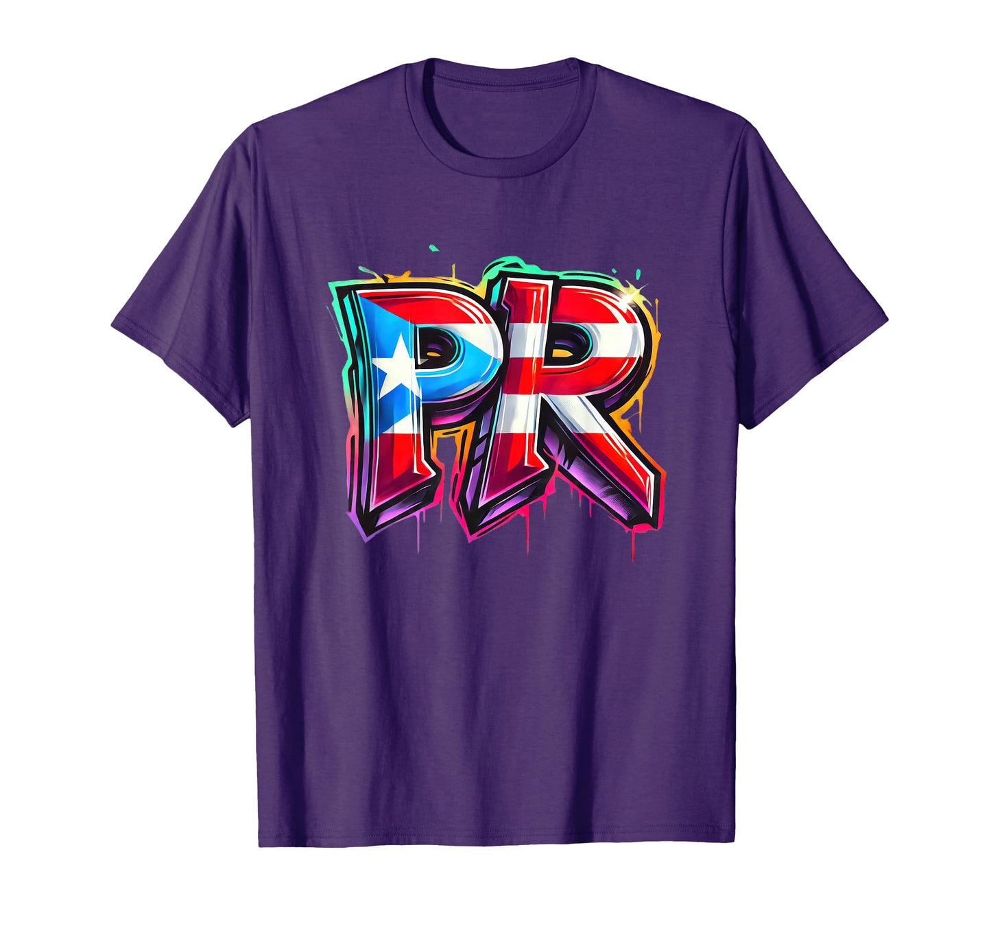 PR Graffiti Puerto Rico Flag Spray Paint Street Art Fun Cool T-Shirt
