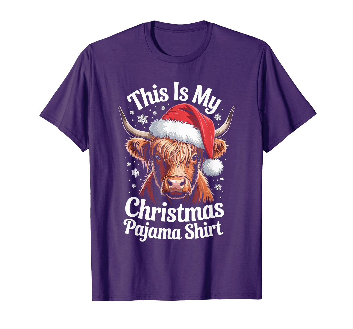 Highland Cow Santa Hat Christmas Highland Cattle Xmas T-Shirt