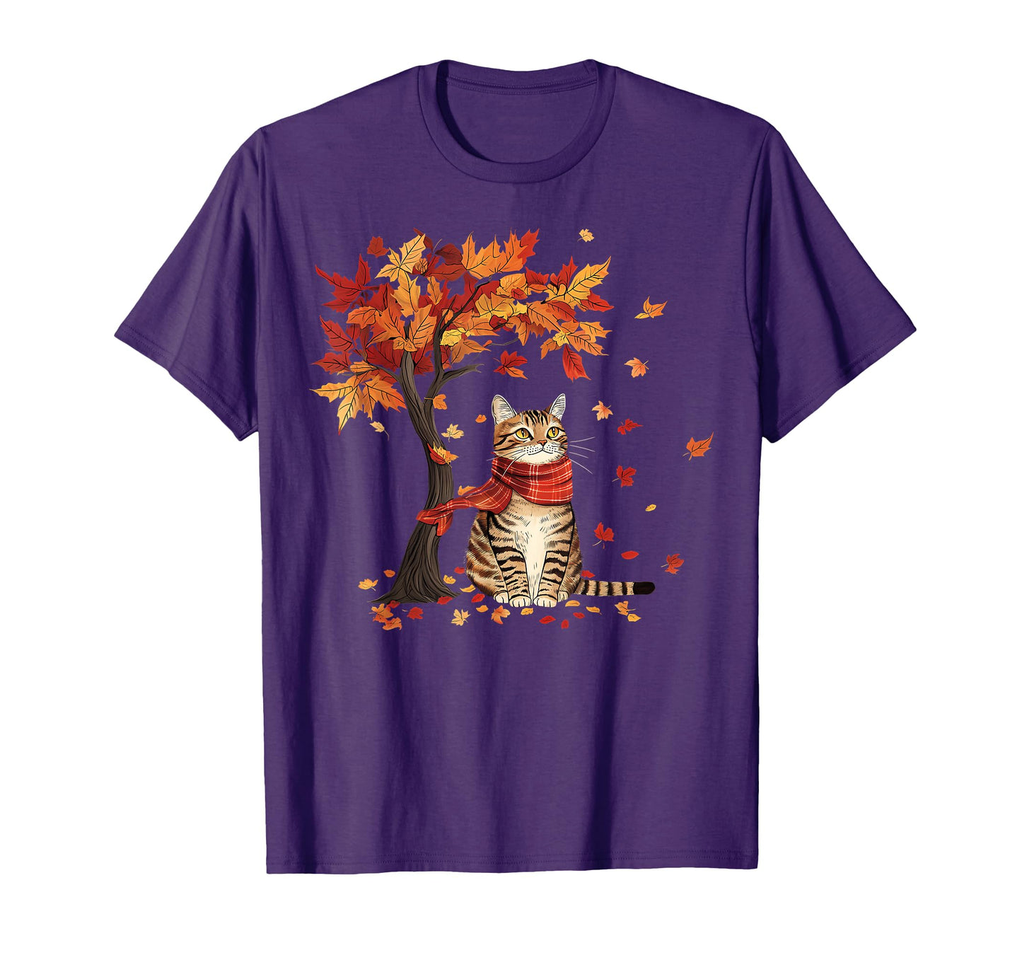 Cat Leaf Fall Tree Hello Autumn Thanksgiving It's Fall Y'all T-Shirt