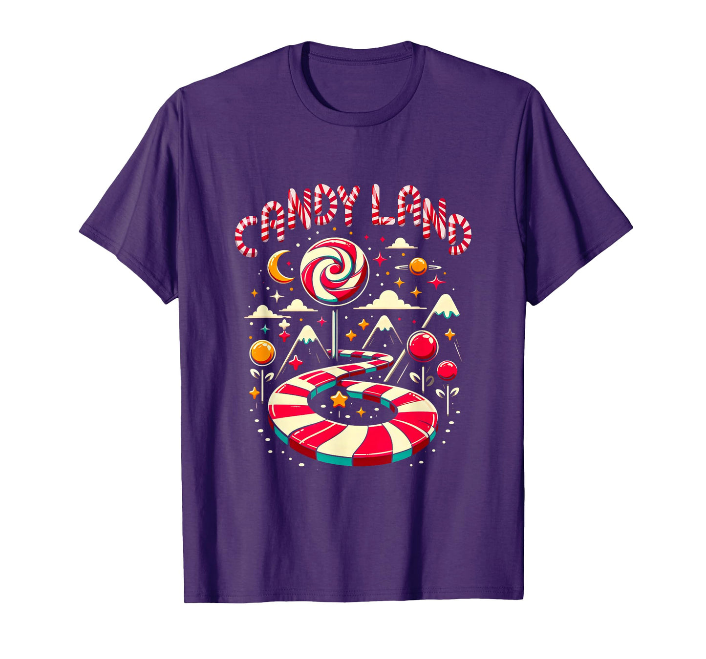 Xmas Candy Land Rainbow Trail Candy Cane Merry Christmas T-Shirt