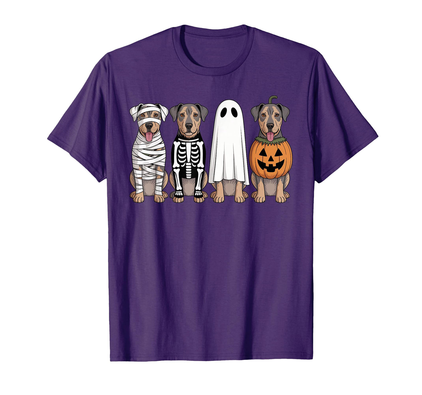 Spooky Ghost Catahoula Dog Pumpkin Halloween Skeleton T-Shirt