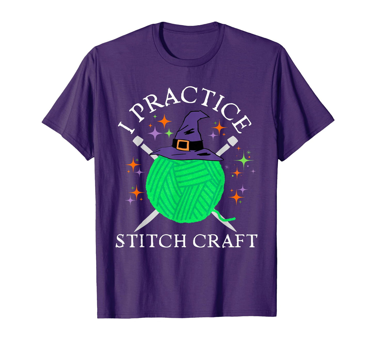 I Practice Stitch Craft Halloween Knitting Knit Yarn Funny T-Shirt