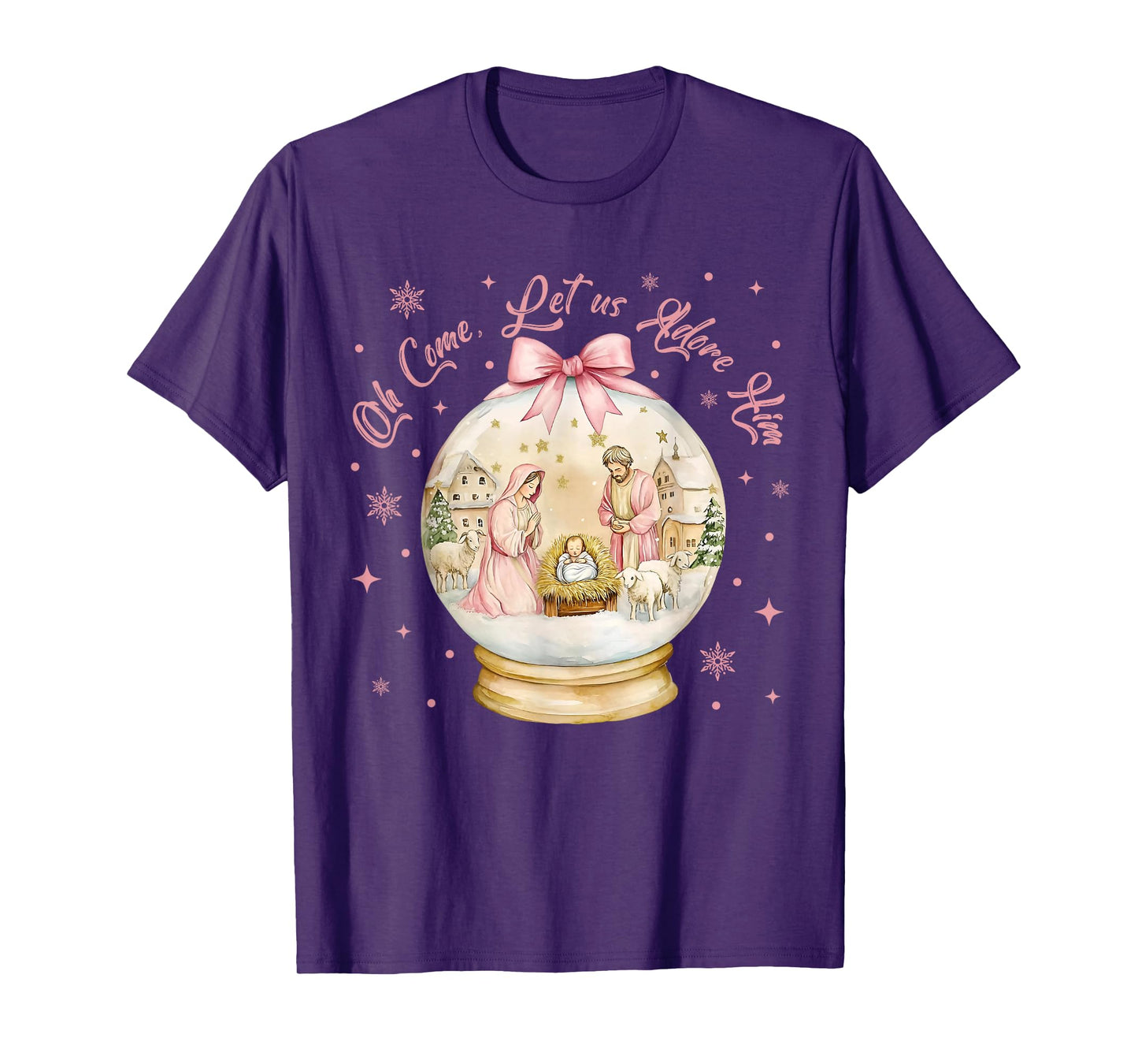 Oh Come Let Us Adore Him Jesus Christian Holiday Christmas T-Shirt