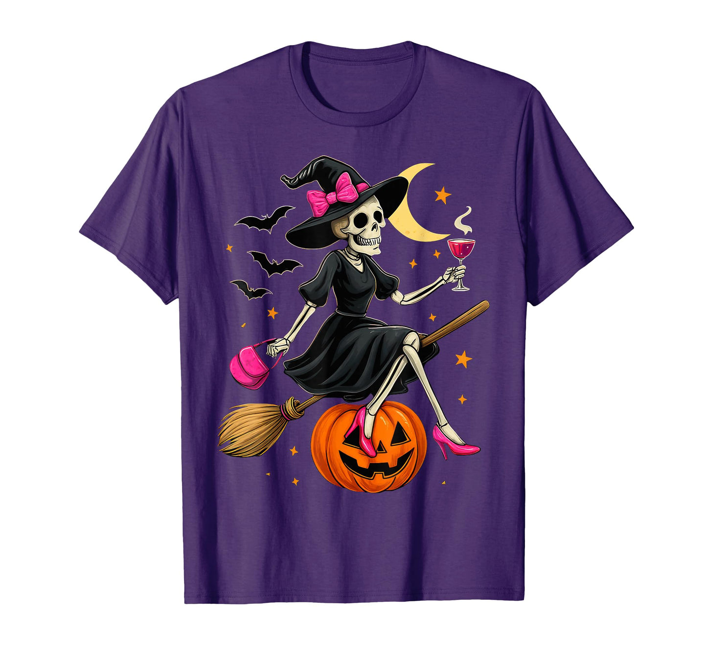 Spooky Halloween Skeleton Witch Pumpkin T-Shirt