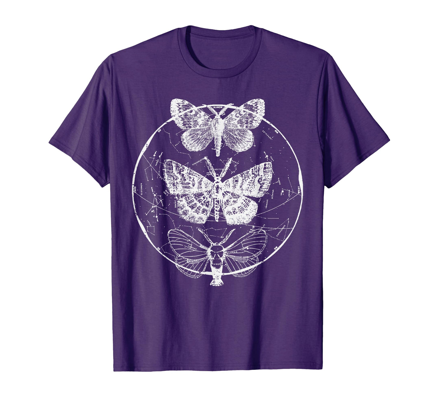 Moth Astrology Circle Constellations Stars Women Men Kids T-Shirt