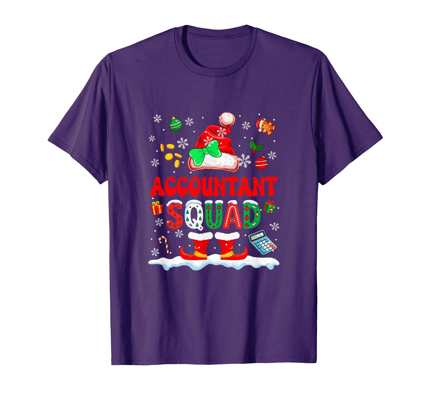 Accountant Squad Women Job Christmas Santa Costume Bow Tie T-Shirt