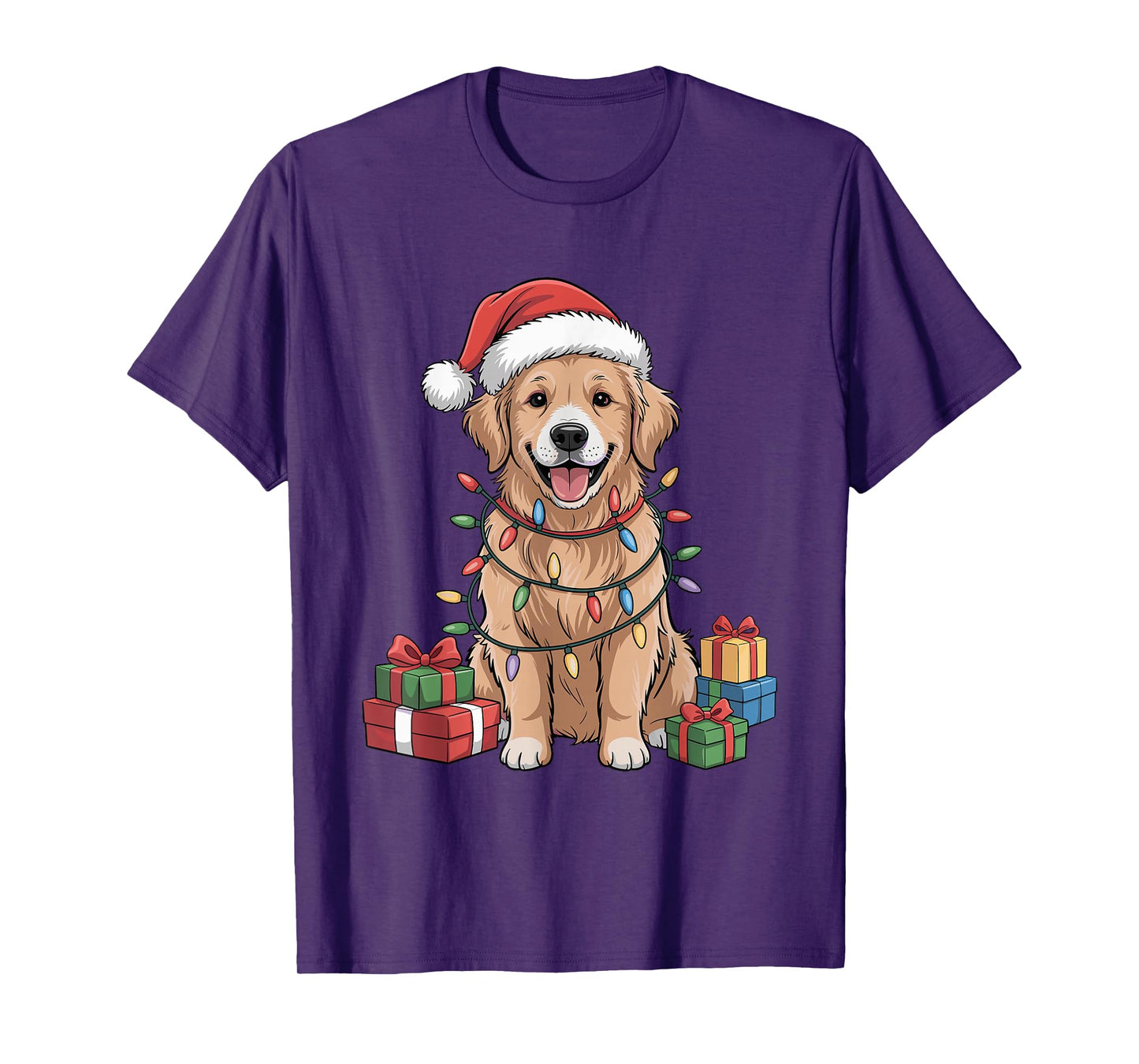 Golden Retriever Santa Hat Christmas Xmas Dog Lovers Holiday T-Shirt