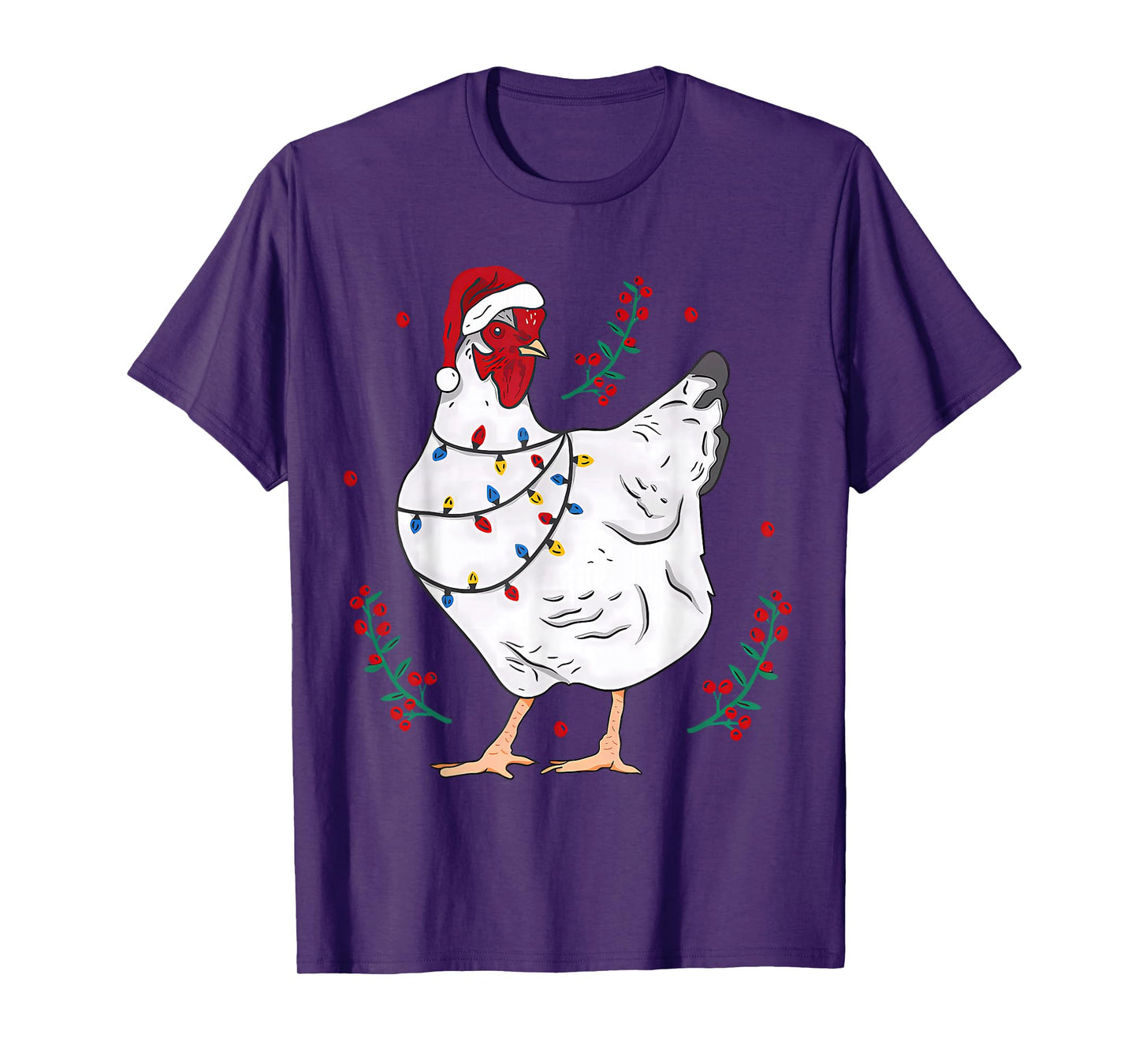 Christmas Lights Chicken Santa Funny Xmas Tree Chick T-Shirt