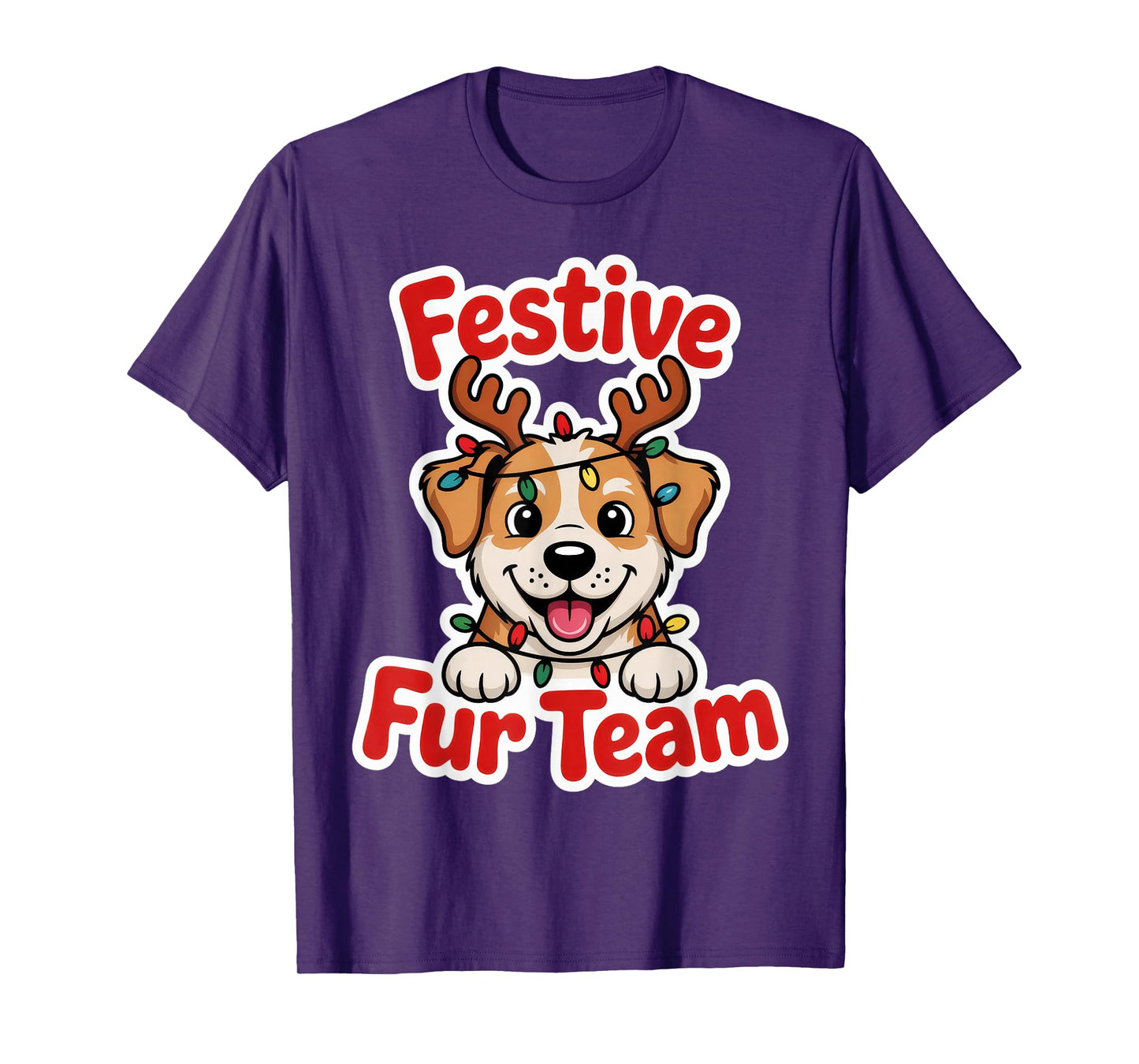Festive Family Xmas Lighting Santa Dog Christmas Matching T-Shirt