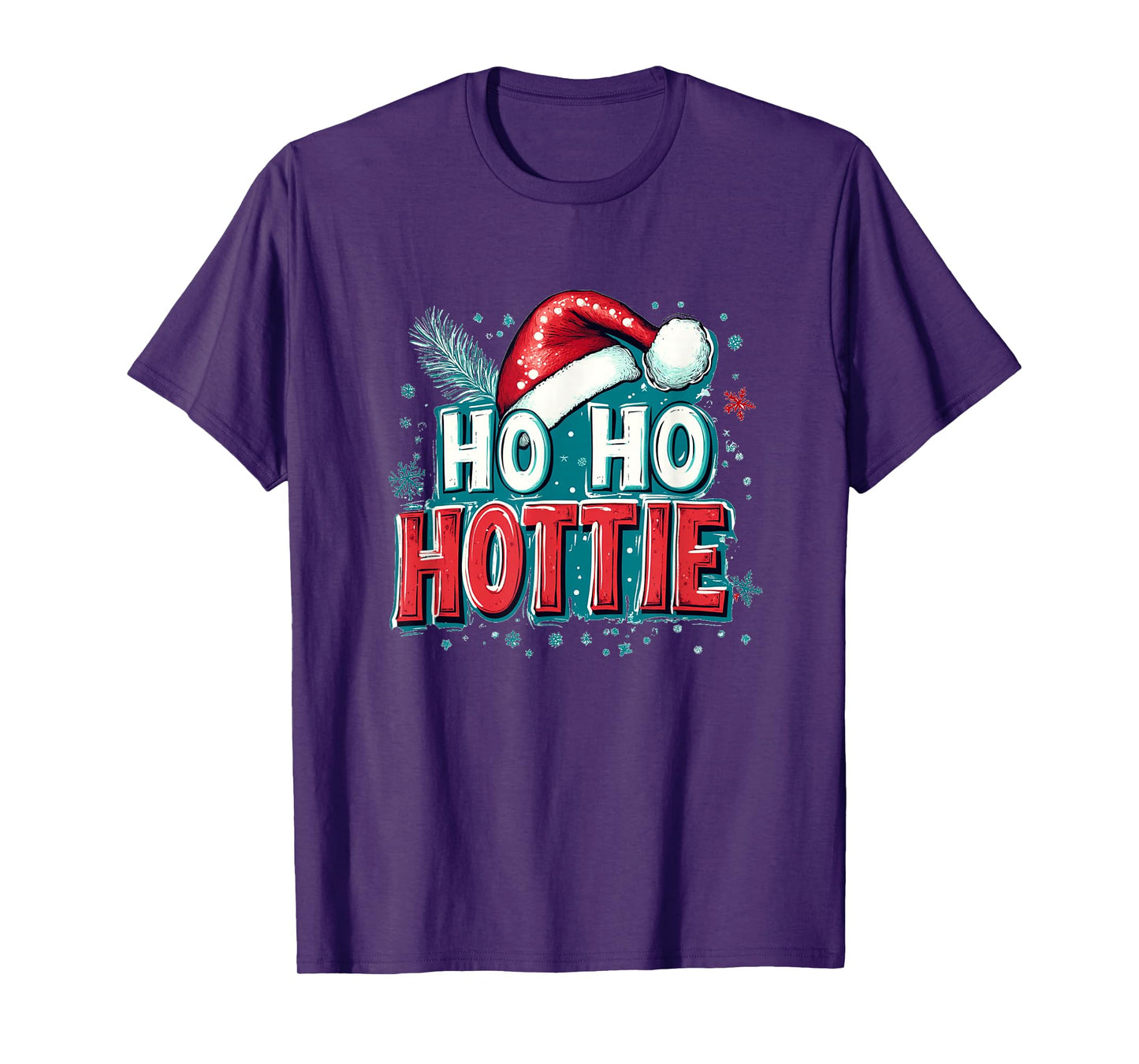 Ho Ho Hottie Emblem Statement with Naughty Santa Claus Hat T-Shirt