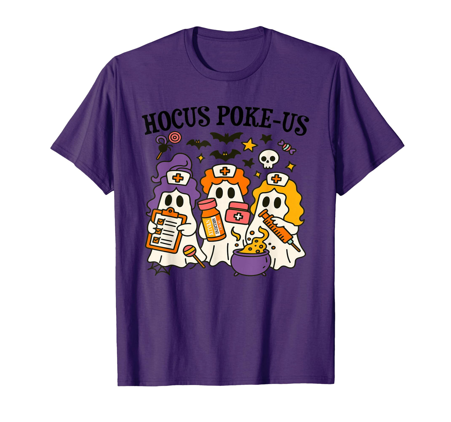 Funny Hocus Poke-us Spooky Nurse Halloween Outfit T-Shirt