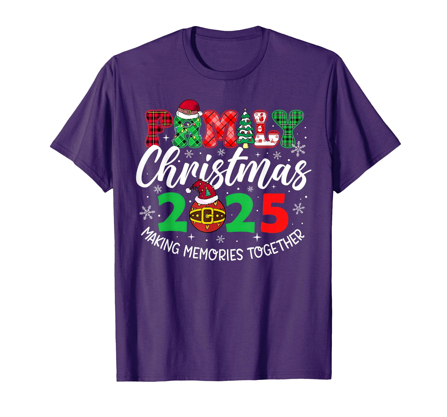 Family Christmas 2025 Xmas Lights Santa Snowflake Pajamas T-Shirt
