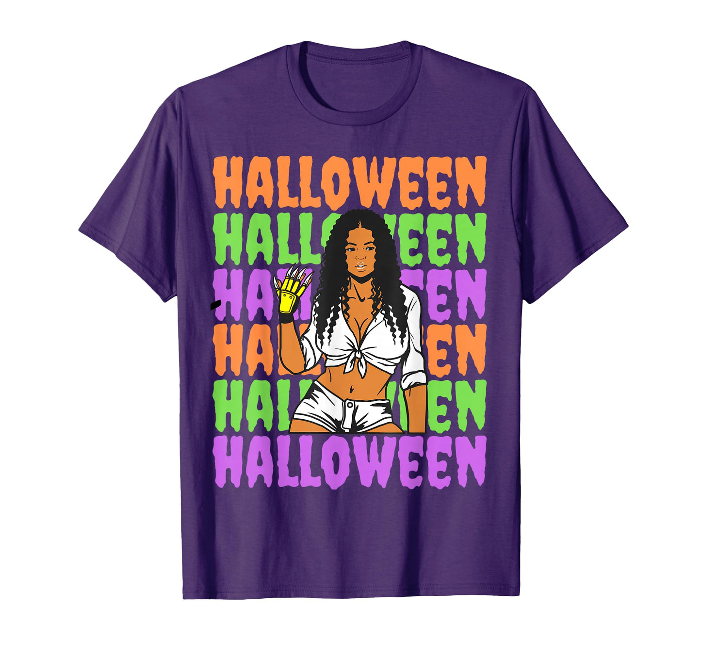 Funny Melanin Halloween Black Girl Magic Scary Blood Glove T-Shirt
