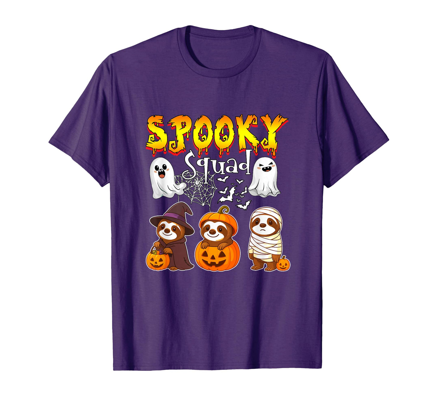 Spooky Halloween Squad Three Cute Sloths Cosplay Witch T-Shirt