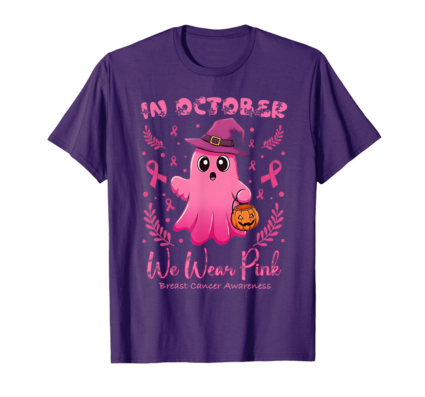 Breast Cancer Women Halloween in October We Wear Pink T-Shirt