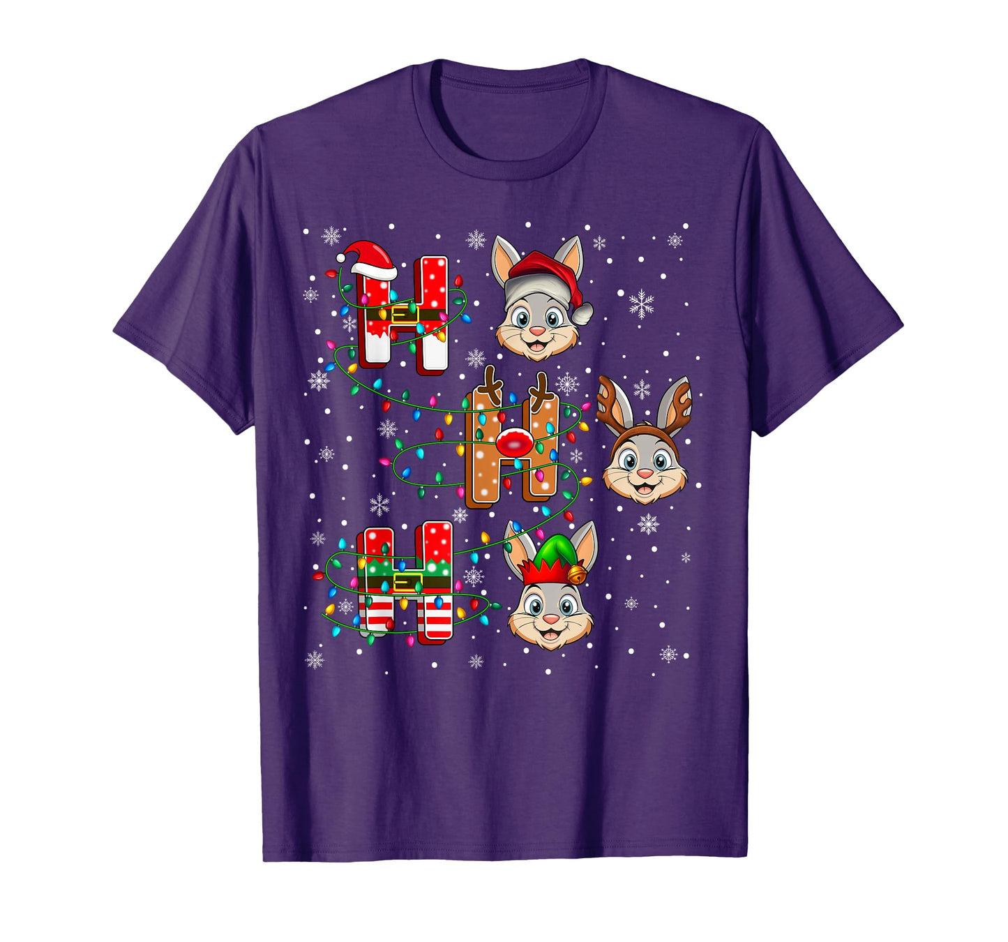 Ho Ho Ho Santa Reindeer Hat Elf Hare Animal Christmas T-Shirt
