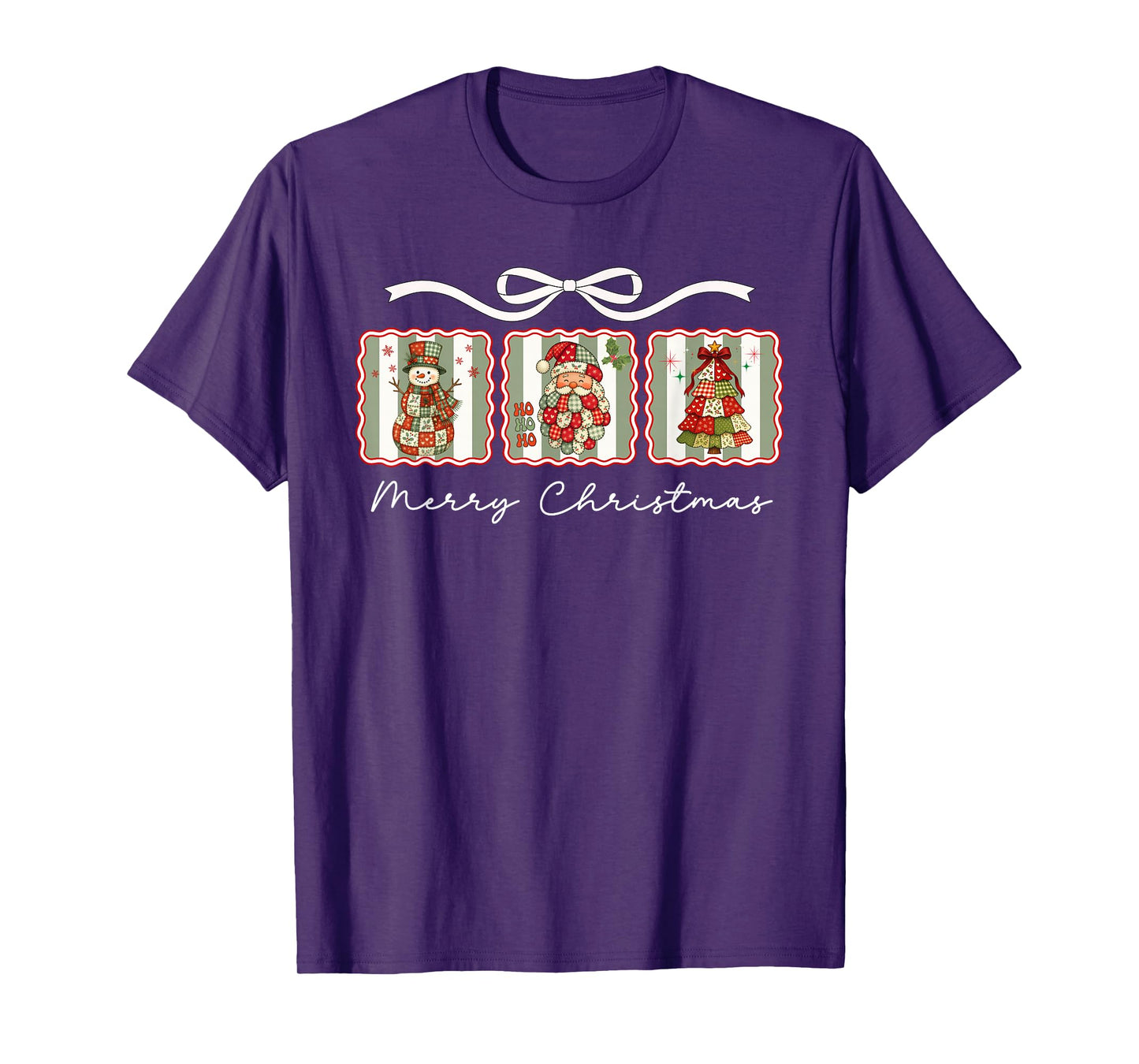 Awesome Patchwork Santa Merry Christmas T-Shirt