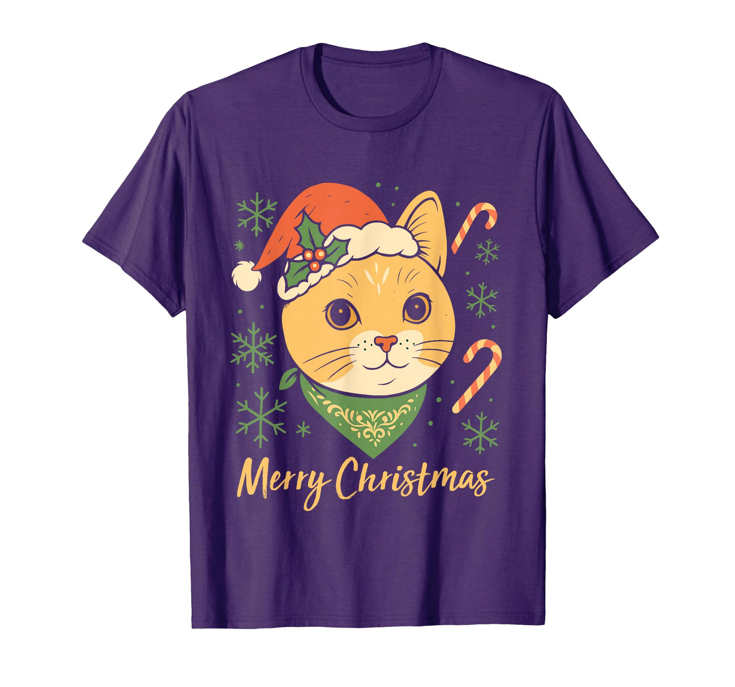 Cat Merry Christmas Santa Hat Xmas Family Pajama Men Women T-Shirt