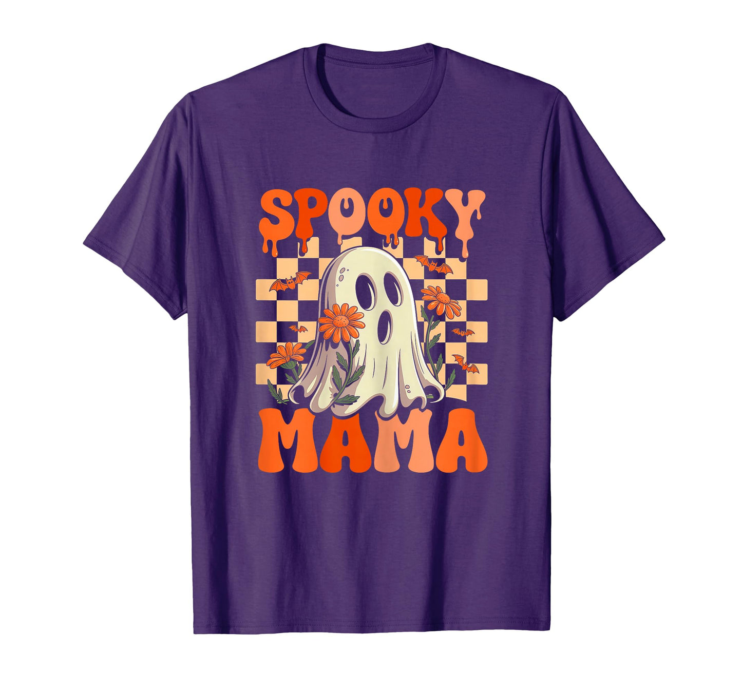 Spooky Mama Groovy Vintage Ghost Halloween Spooky Mom Mother T-Shirt