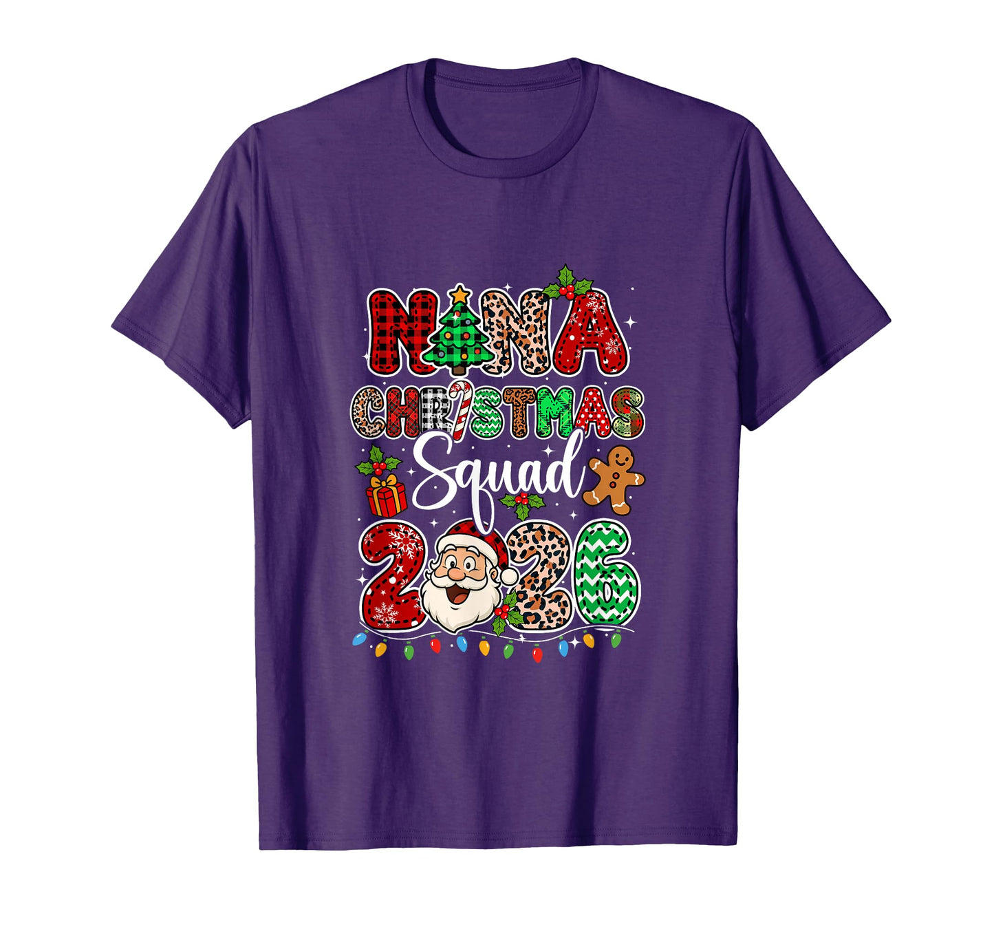 Nana Christmas Crew 2026 Leopard Funny Santa Family Group T-Shirt