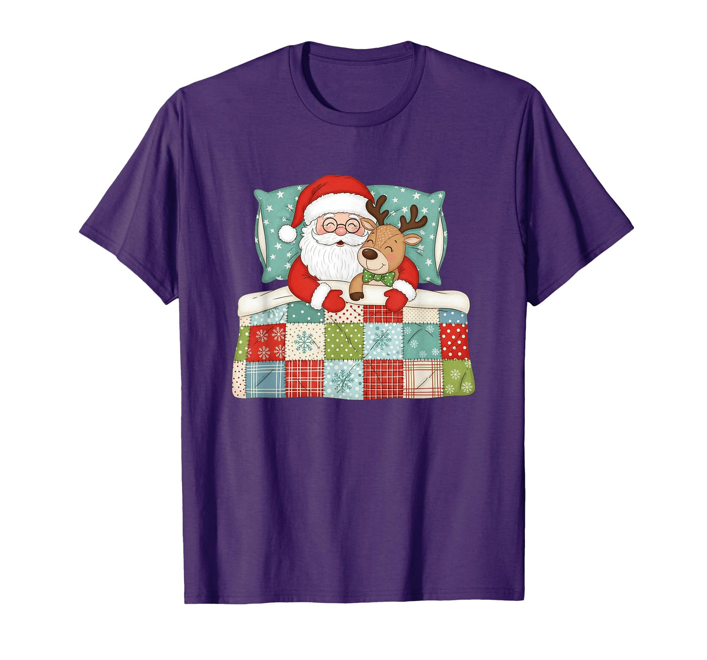 Santa Claus and Reindeer Sleeping Christmas T-Shirt