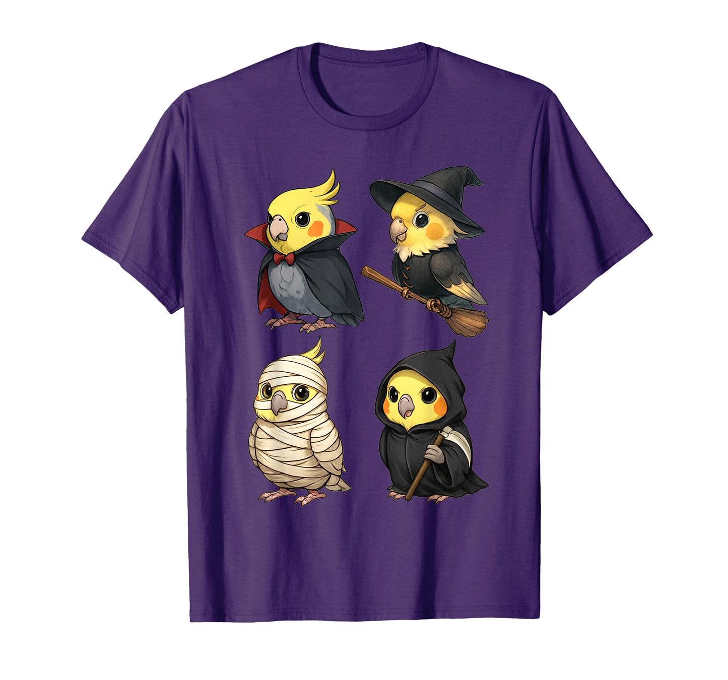 Cute Cockatiel Parrot Witch Boo Mummy Halloween Boys & Girls T-Shirt