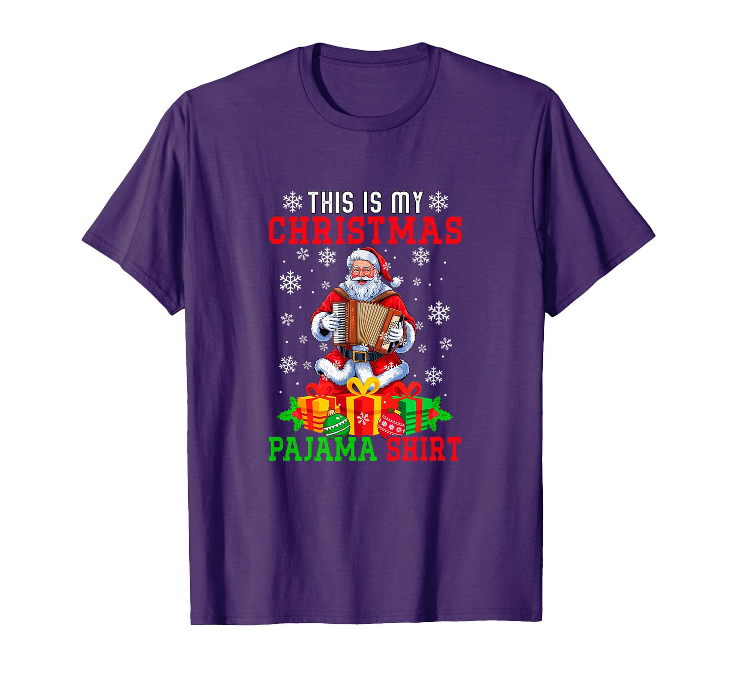 My Christmas Pajama Shirt Santa Playing Accordion Instrument T-Shirt