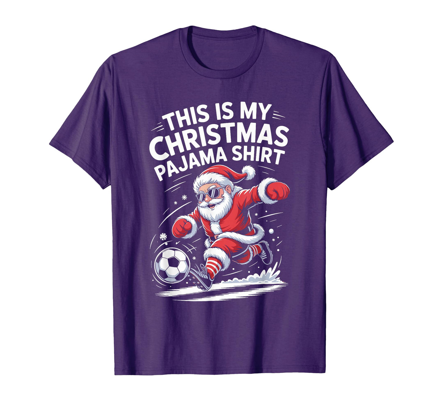 Funny Santa Claus Soccer Player Christmas for Kids Men T-Shirt