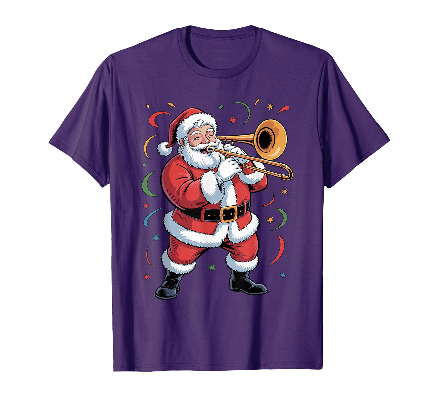 Santa Playing Trombone Funny Holiday Christmas Xmas Pajama T-Shirt