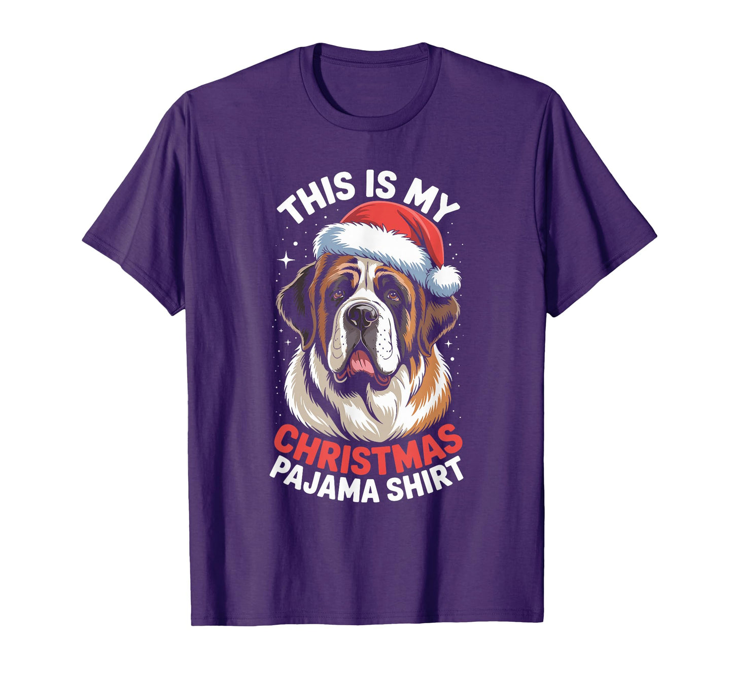 Saint Bernard Dog Santa Hat Christmas Pajama Men Women T-Shirt