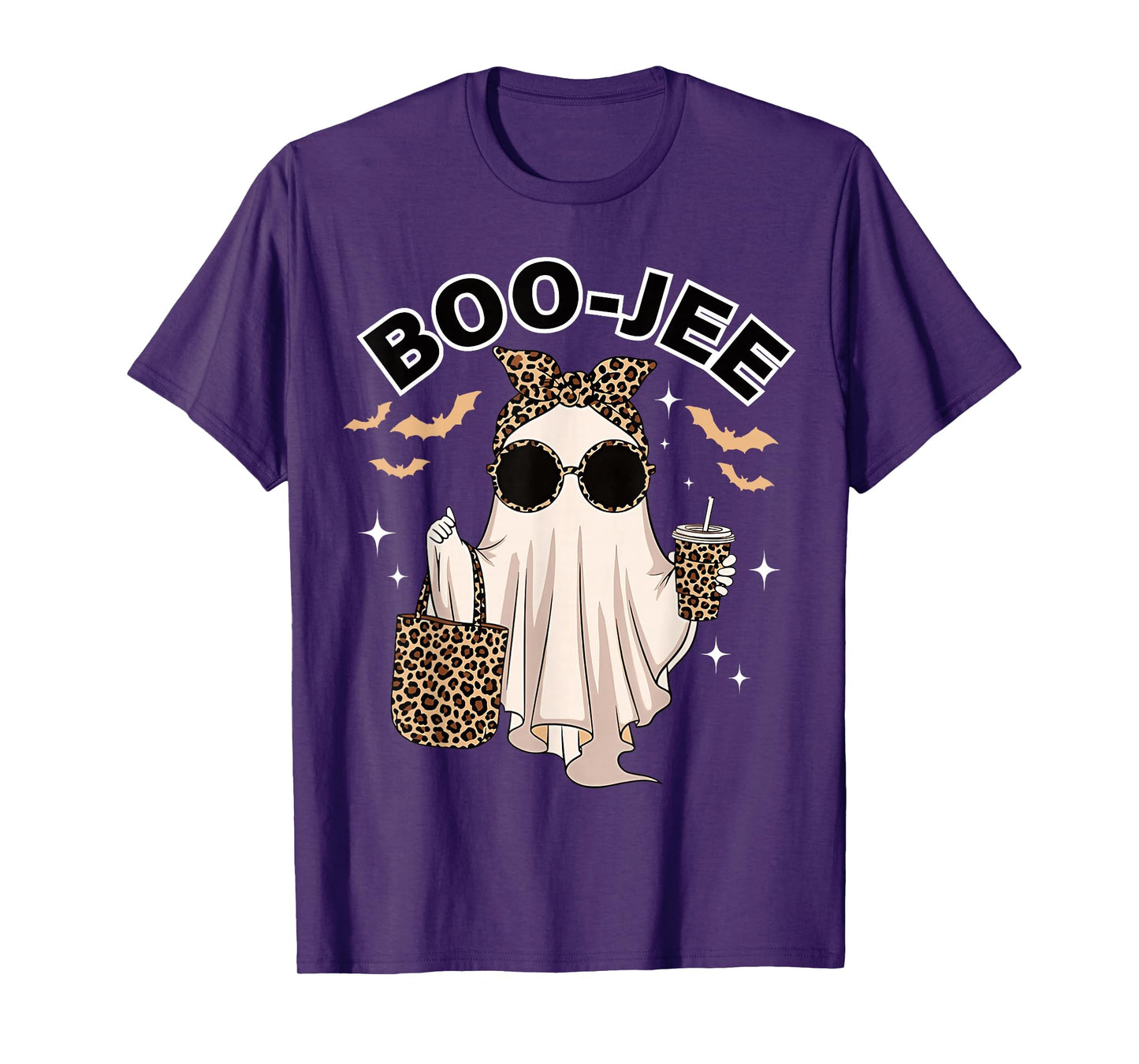 Coquette Leopard Ghost Coffee Boo-JEE Halloween Boujee Ghost T-Shirt