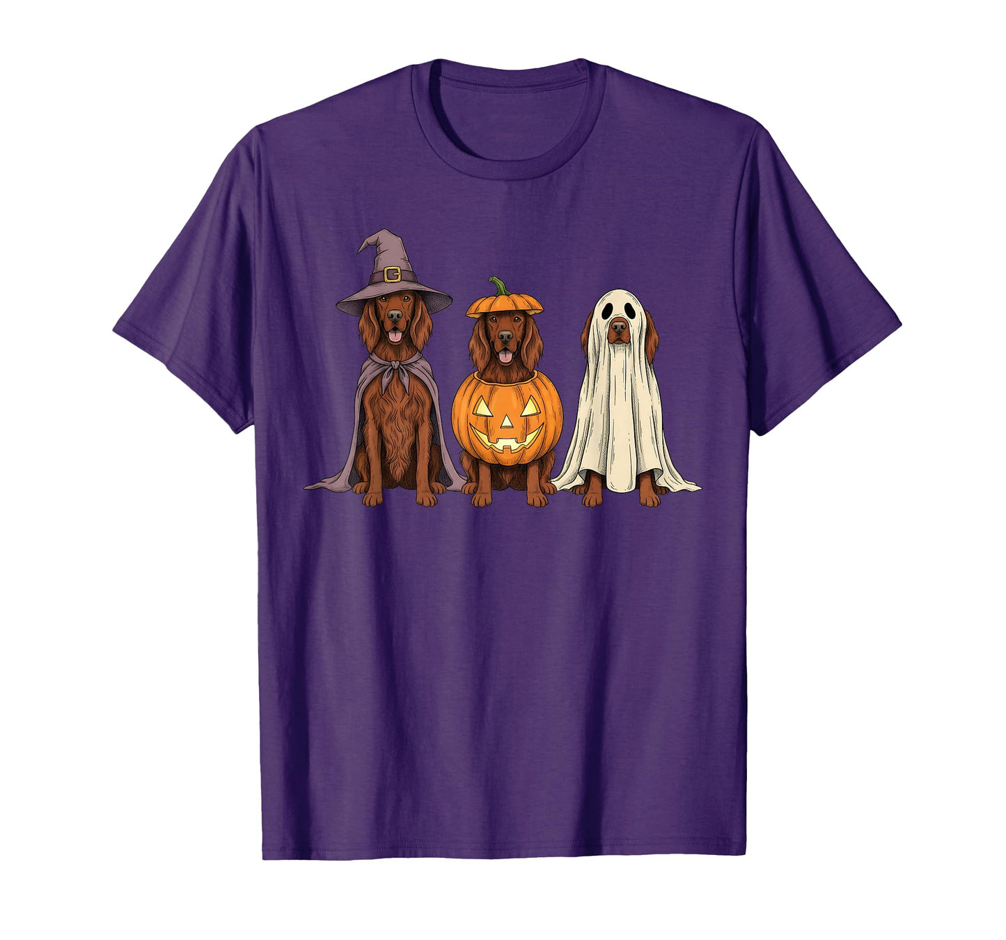 Spooky Ghost Irish Setter Pumpkin Halloween Dog Lover T-Shirt
