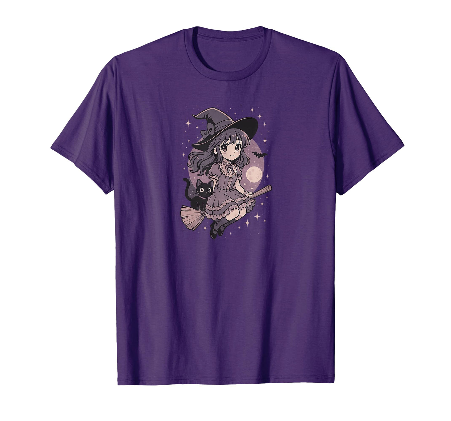 Spooky Witch and Cat Anime T-Shirt