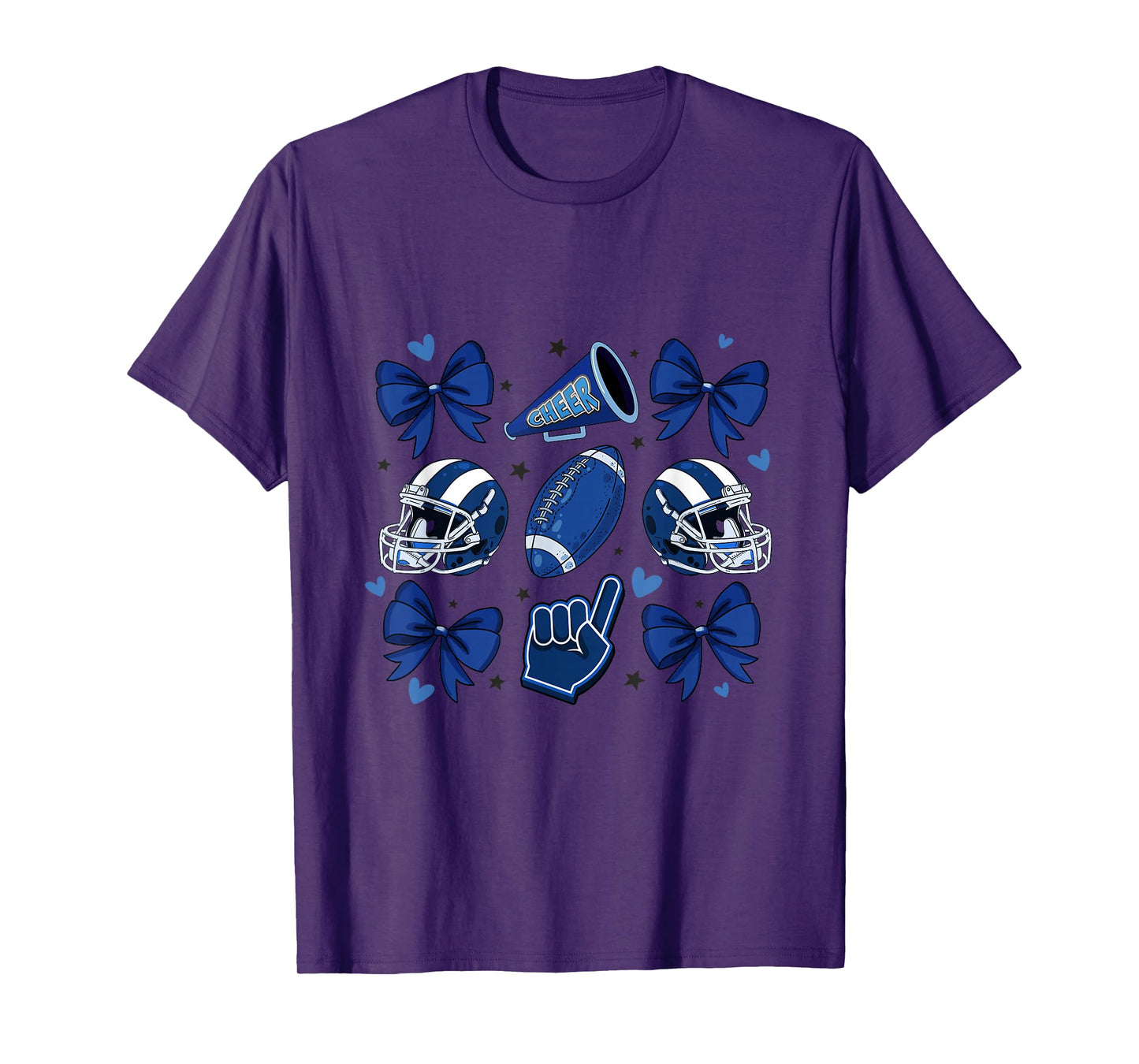 Football Cheer Mom Sister Coquette Bow Game Day Blue Women T-Shirt