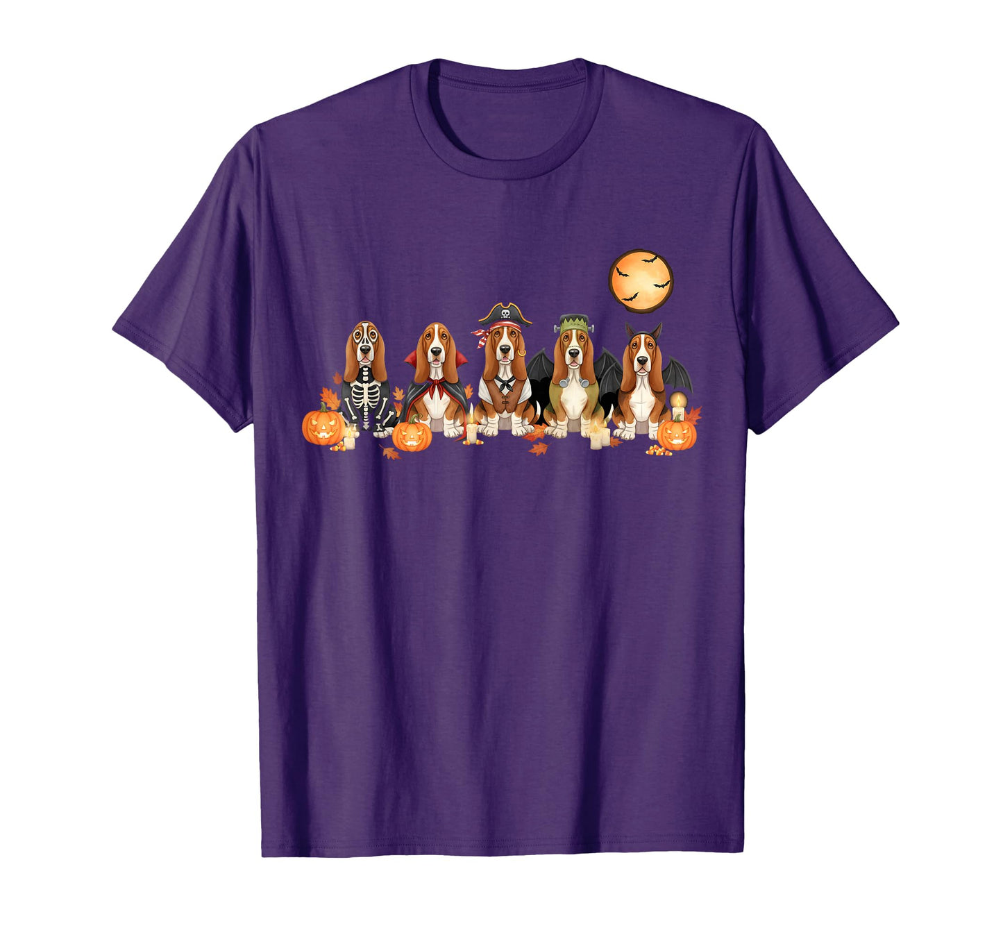 Spooky Basset Hound Dogs Ghost Witch Mummy Basset Costume T-Shirt
