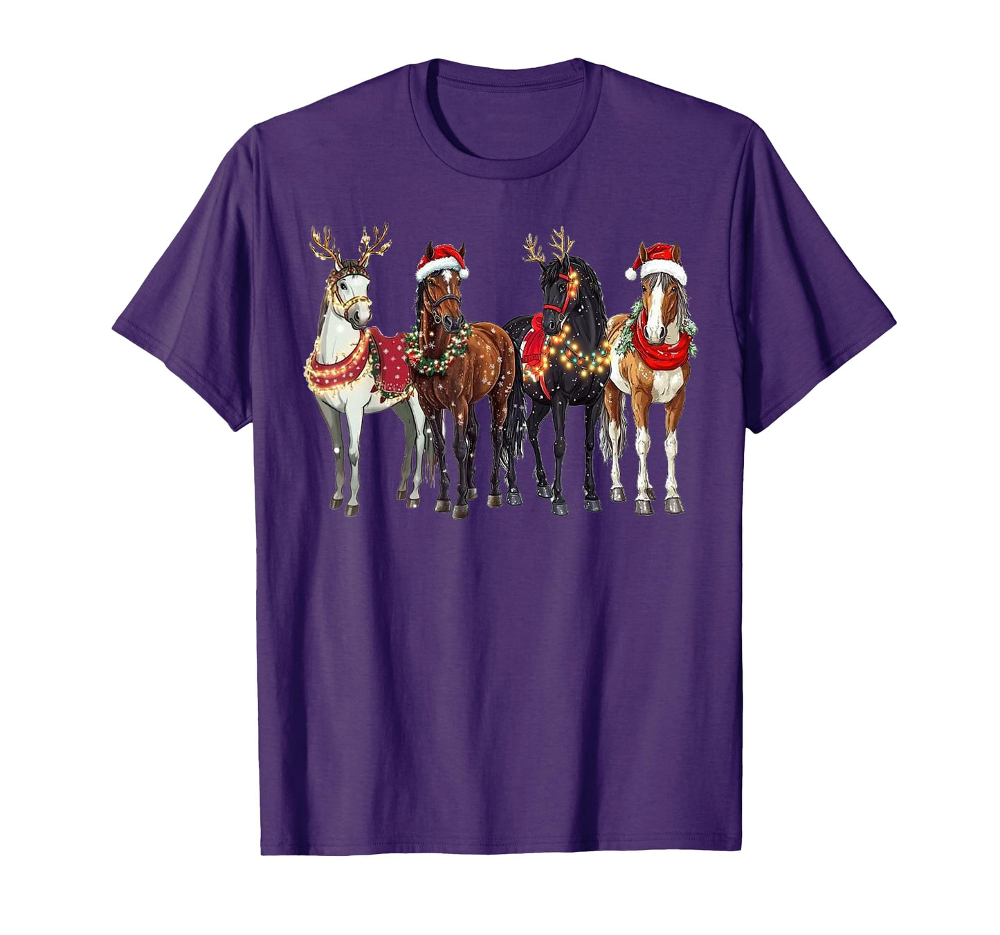 Horse Lover Santa Hat Christmas Xmas Holiday Retro T-Shirt