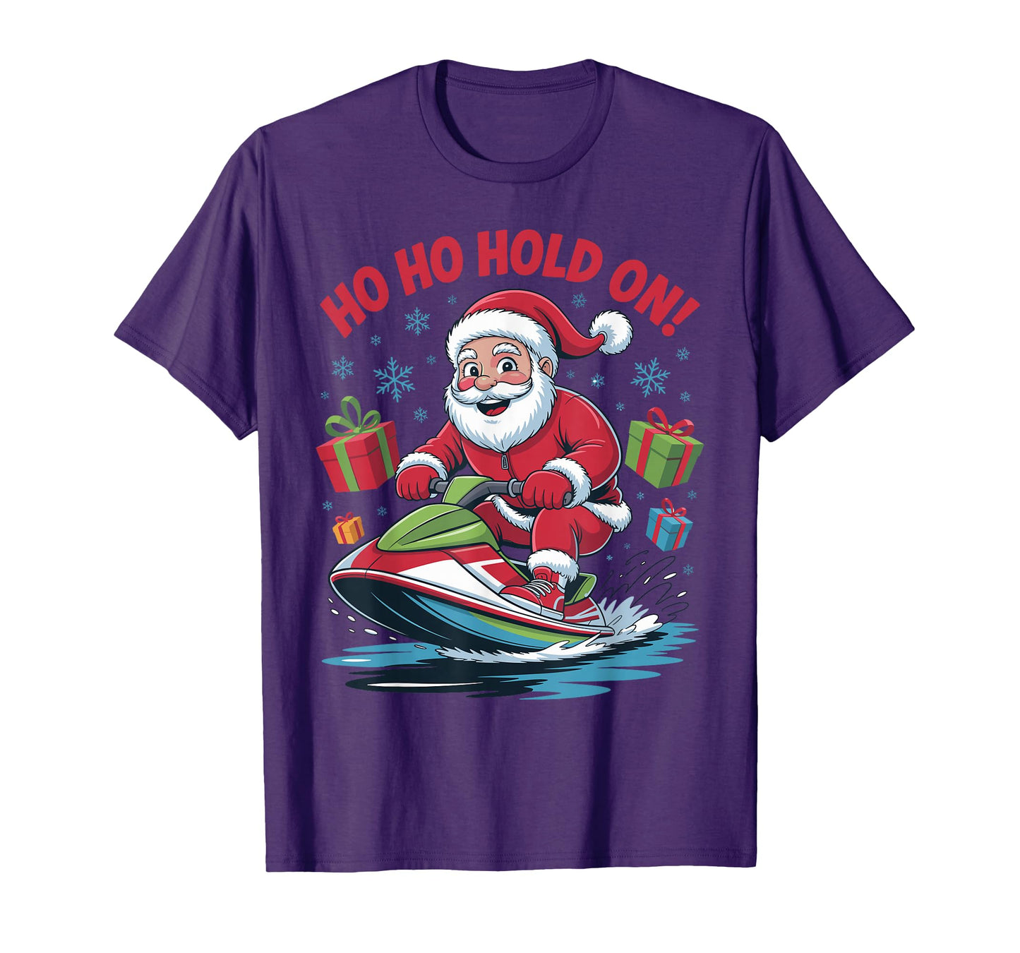 Funny Santa Jet Skiing Lover Christmas Xmas Pajama Men Women T-Shirt
