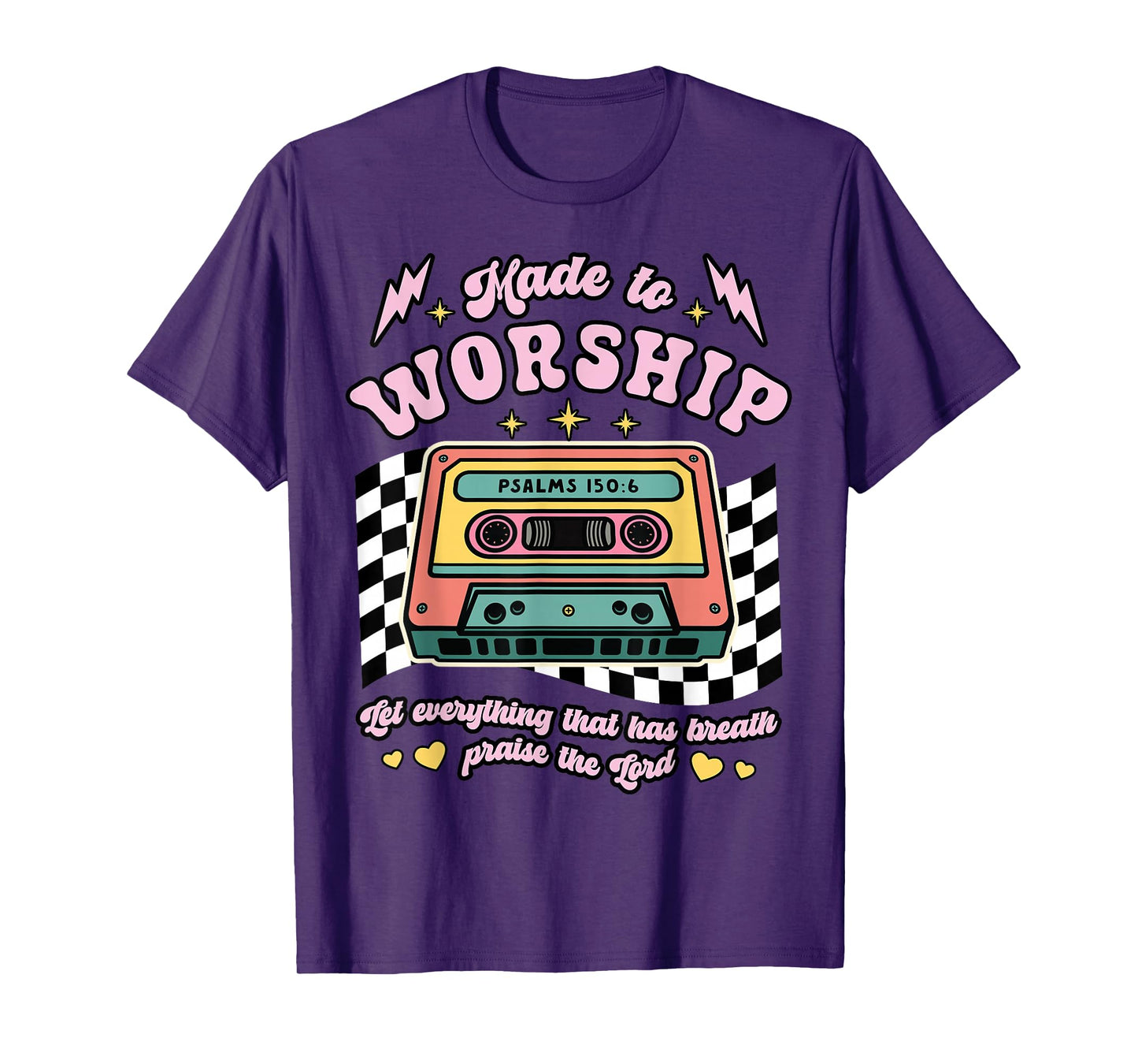 Retro Cassette Made to Worship Christian Music Bible Faith T-Shirt