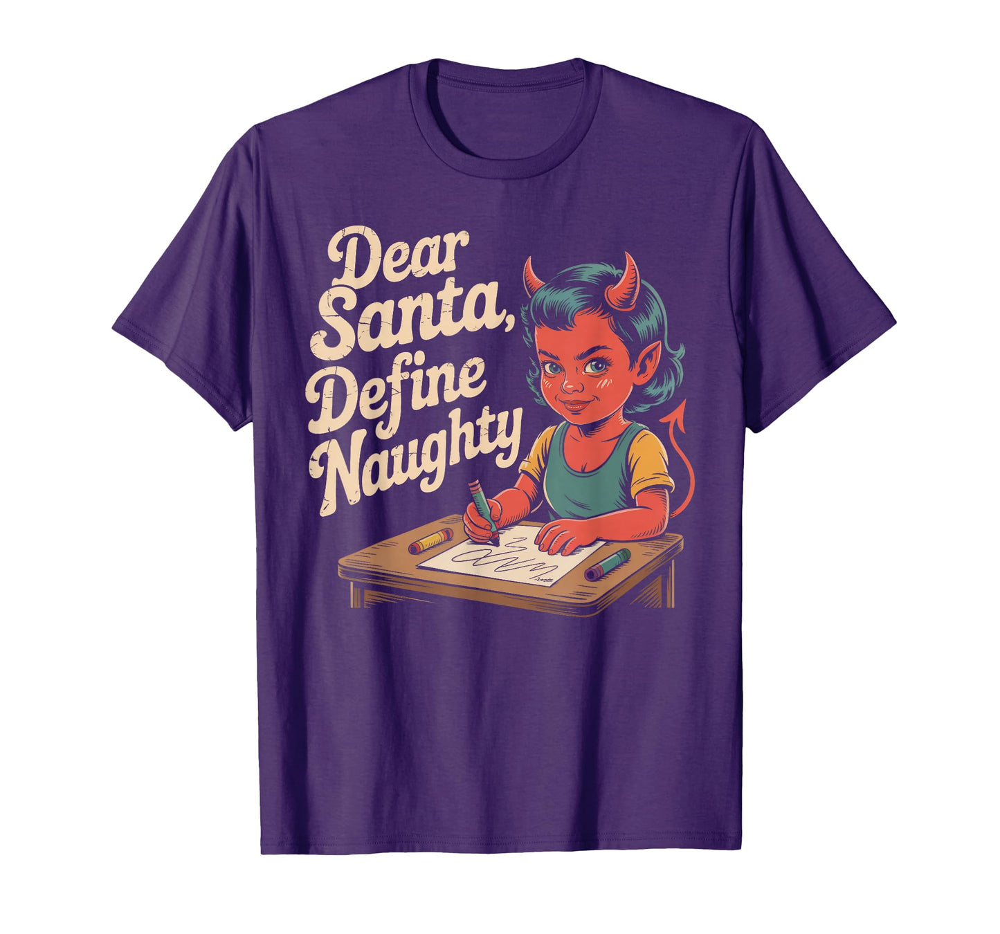 Dear Santa, Define Naughty Devil Writing Christmas Letter T-Shirt