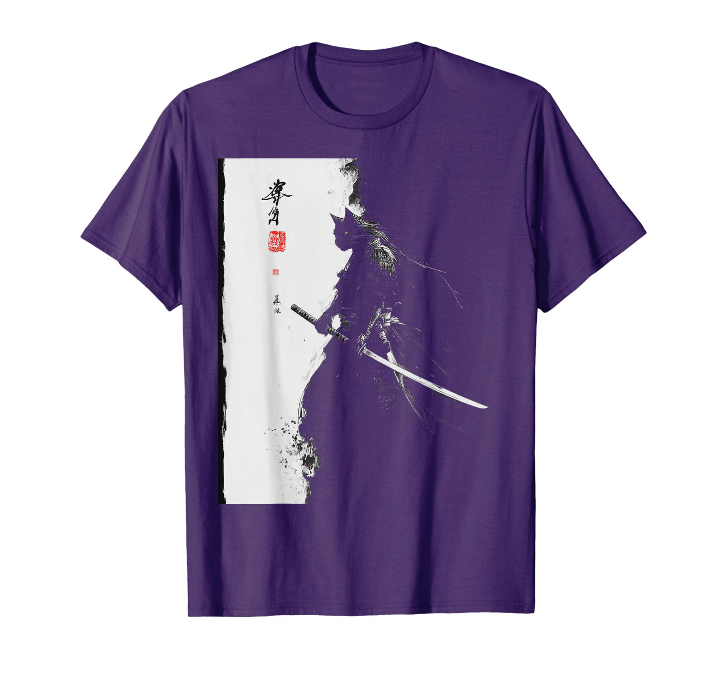 Vintage Samurai Cat Graphic Art Japanese Ukiyo-e T-Shirt