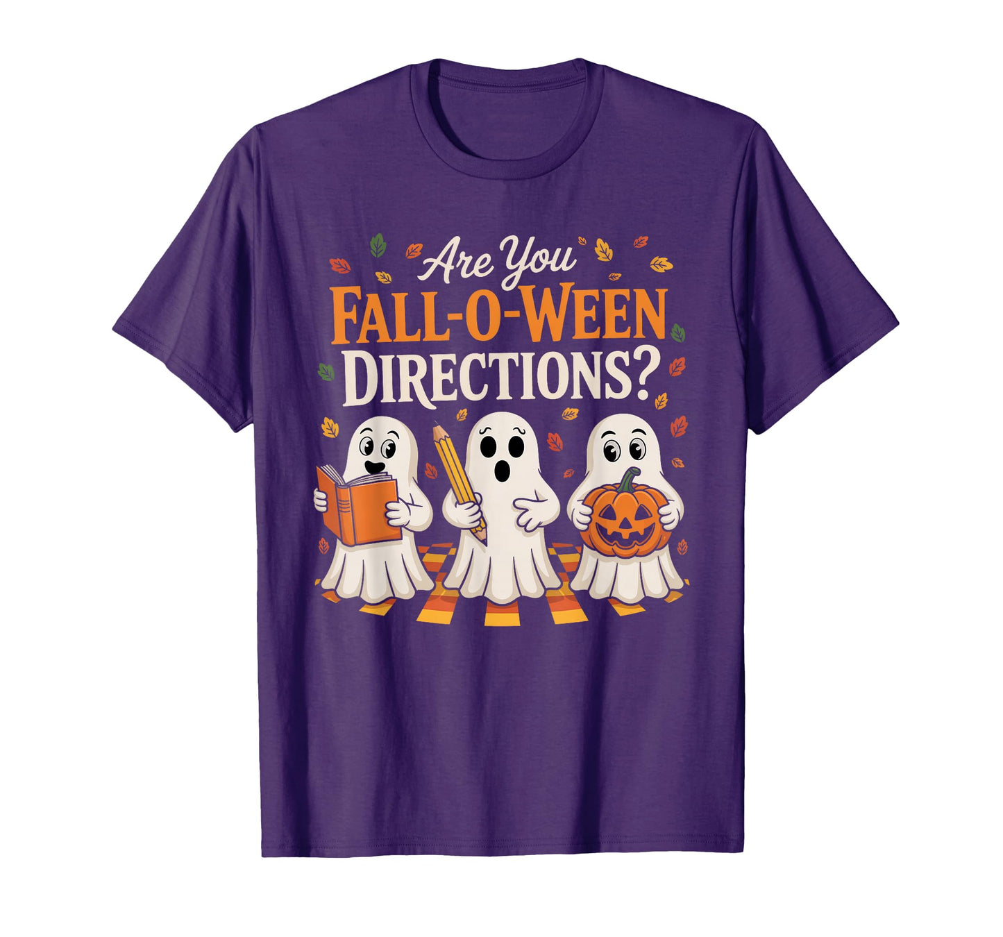 Retro are You Fall O Ween Directions Teacher Halloween Ghost T-Shirt