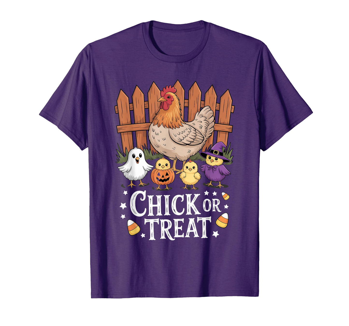Chick or Treat Cute Halloween Witch Spooky Chicken Graphic T-Shirt